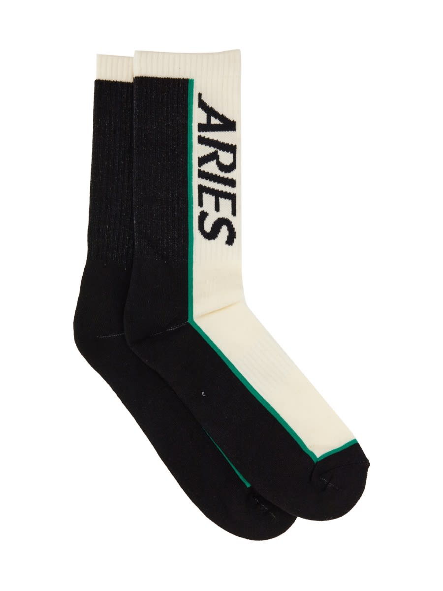 Shop Aries Socks With Logo In Multicolour