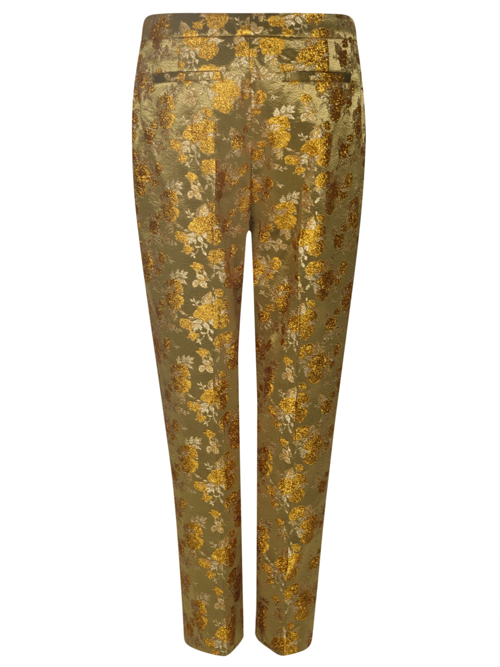 Shop Dries Van Noten Metallic Cropped Trousers In Gold