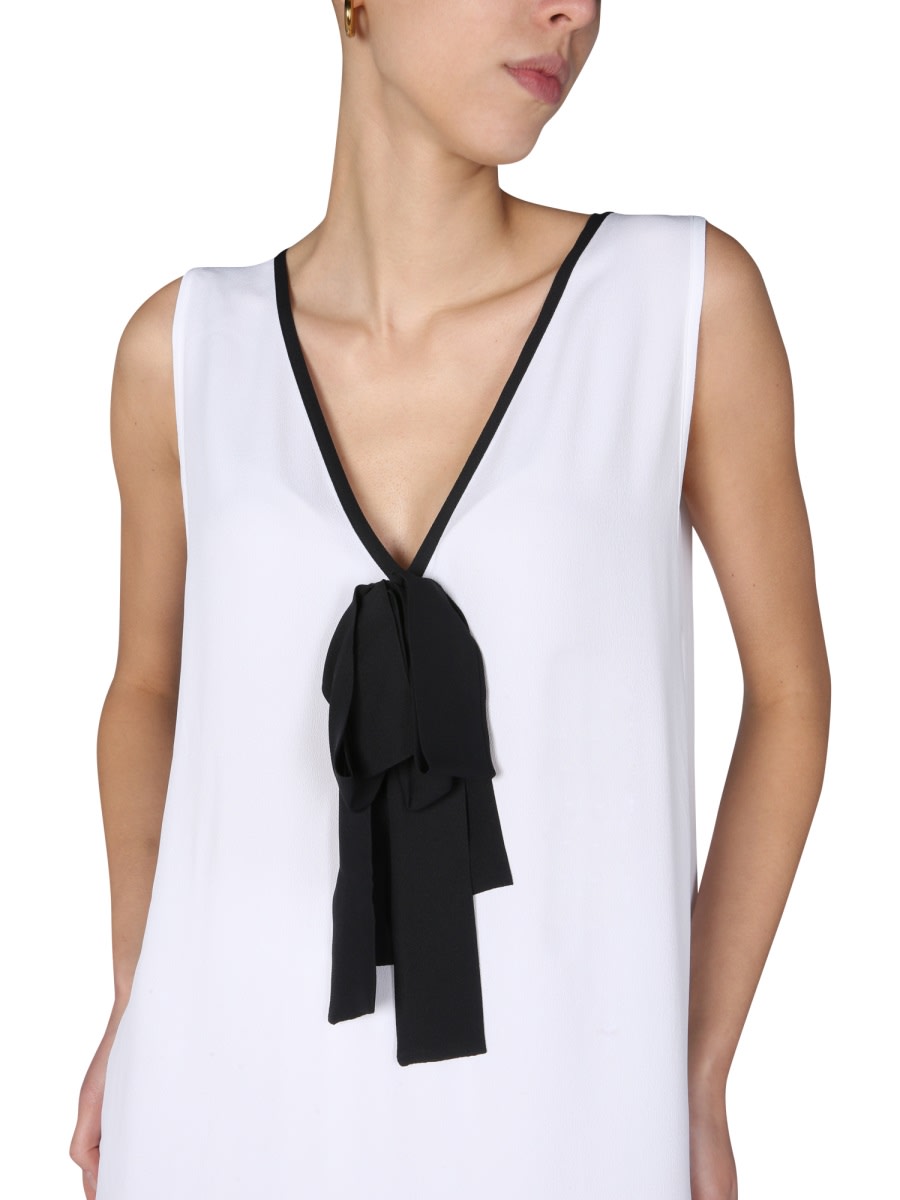 Fabiana Filippi Bow-detail V-neck Long Top In White