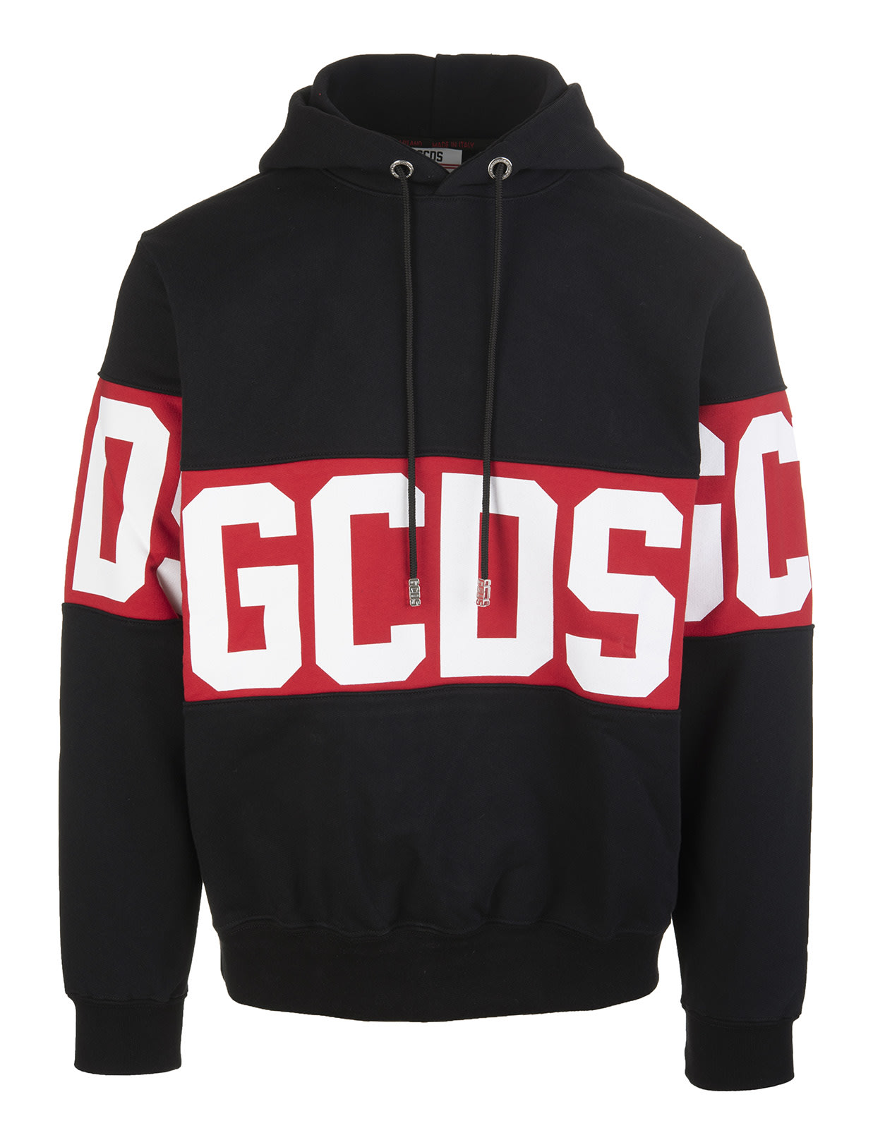 GCDS BLACK MAN HOODIE WITH LOGO,11517707