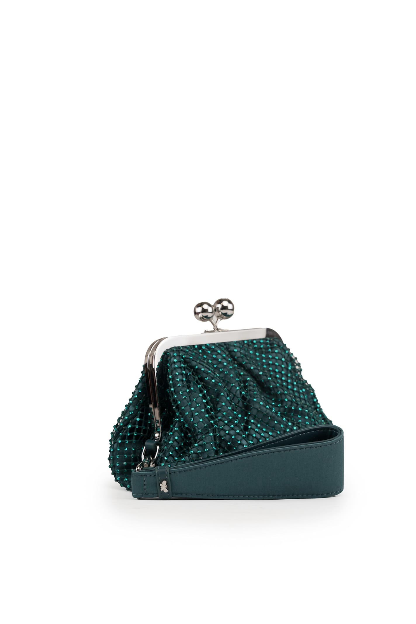 Shop Weekend Max Mara Pasticcino Edita Bag In Mesh And Rhinestones In Verde Eden