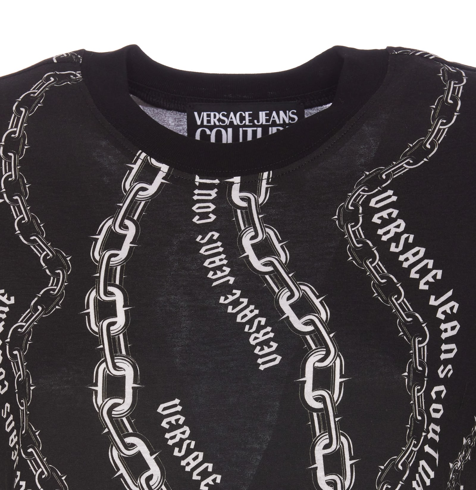 Shop Versace Jeans Couture Chain Couture T-shirt In Black