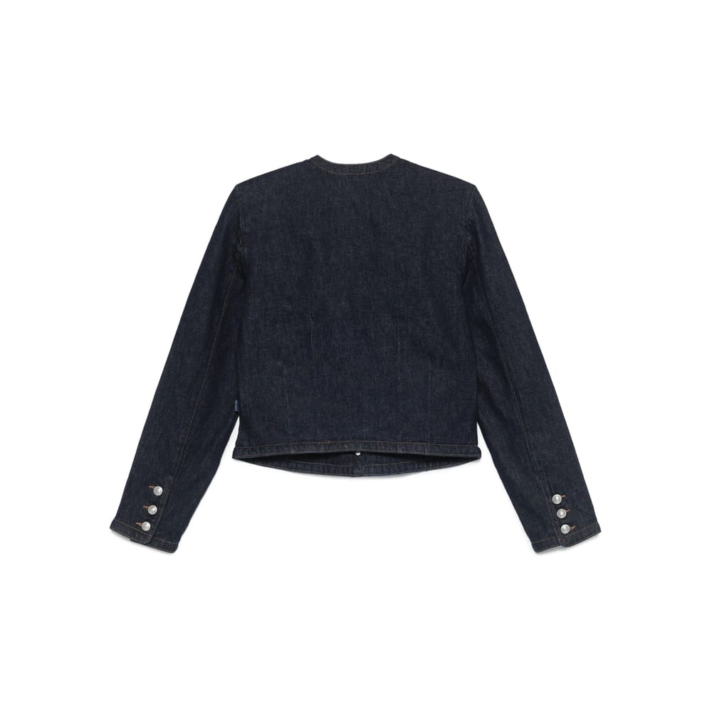 7 For All Mankind Round-neck Long-sleeve Jacket In Blue