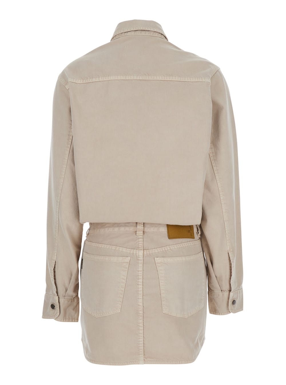 Haikure 'tamu' Beige Dress With Drop Shoulders And Logo Patch On The Back In Beige