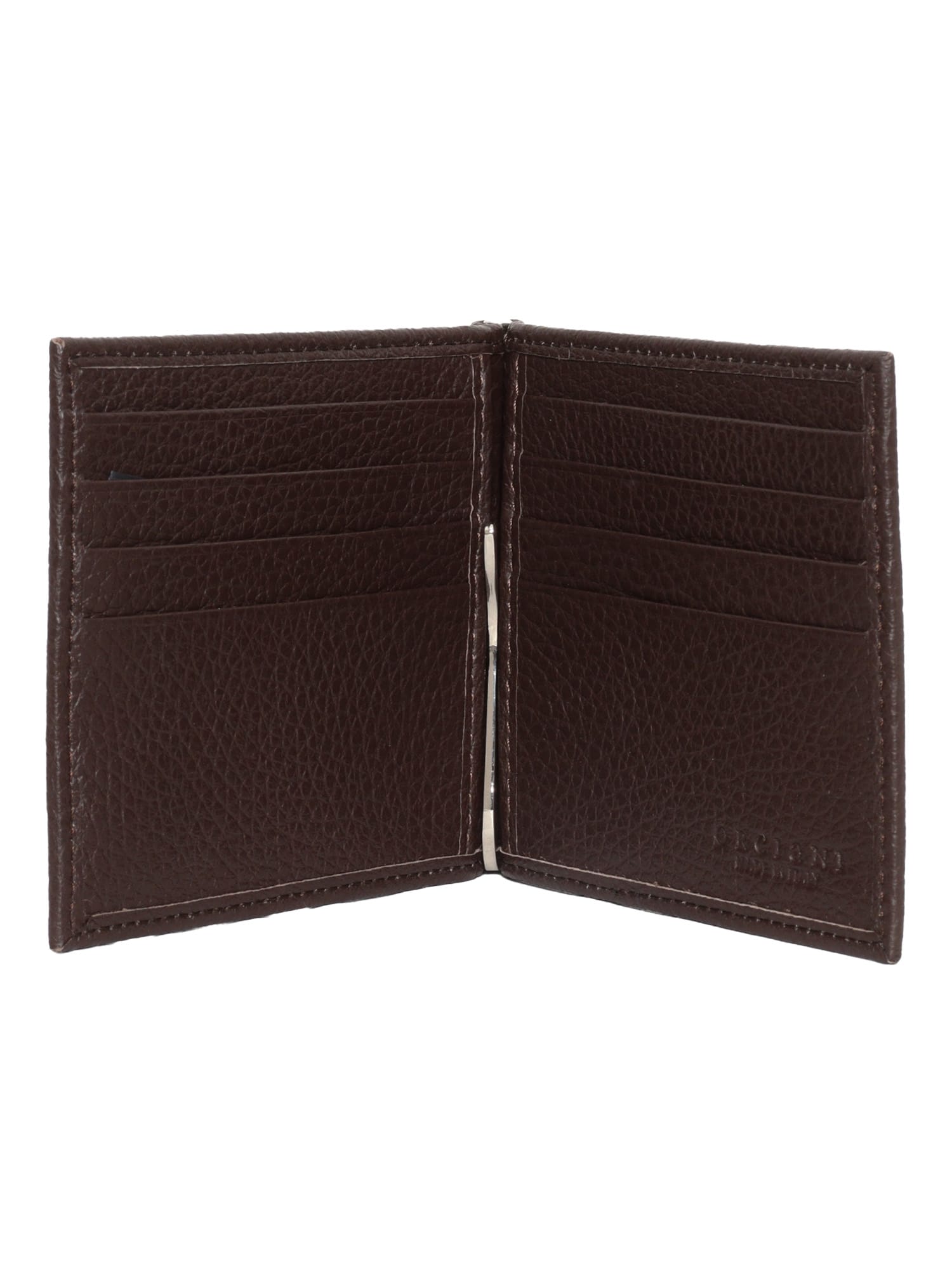 Orciani Hammered-leather Wallet In Brown