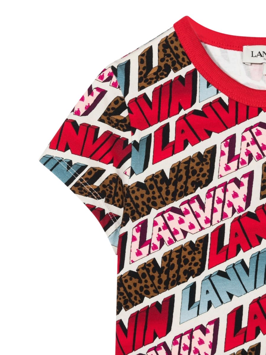 Shop Lanvin Short Sleeve Allover Logo T-shirt In Multicolour