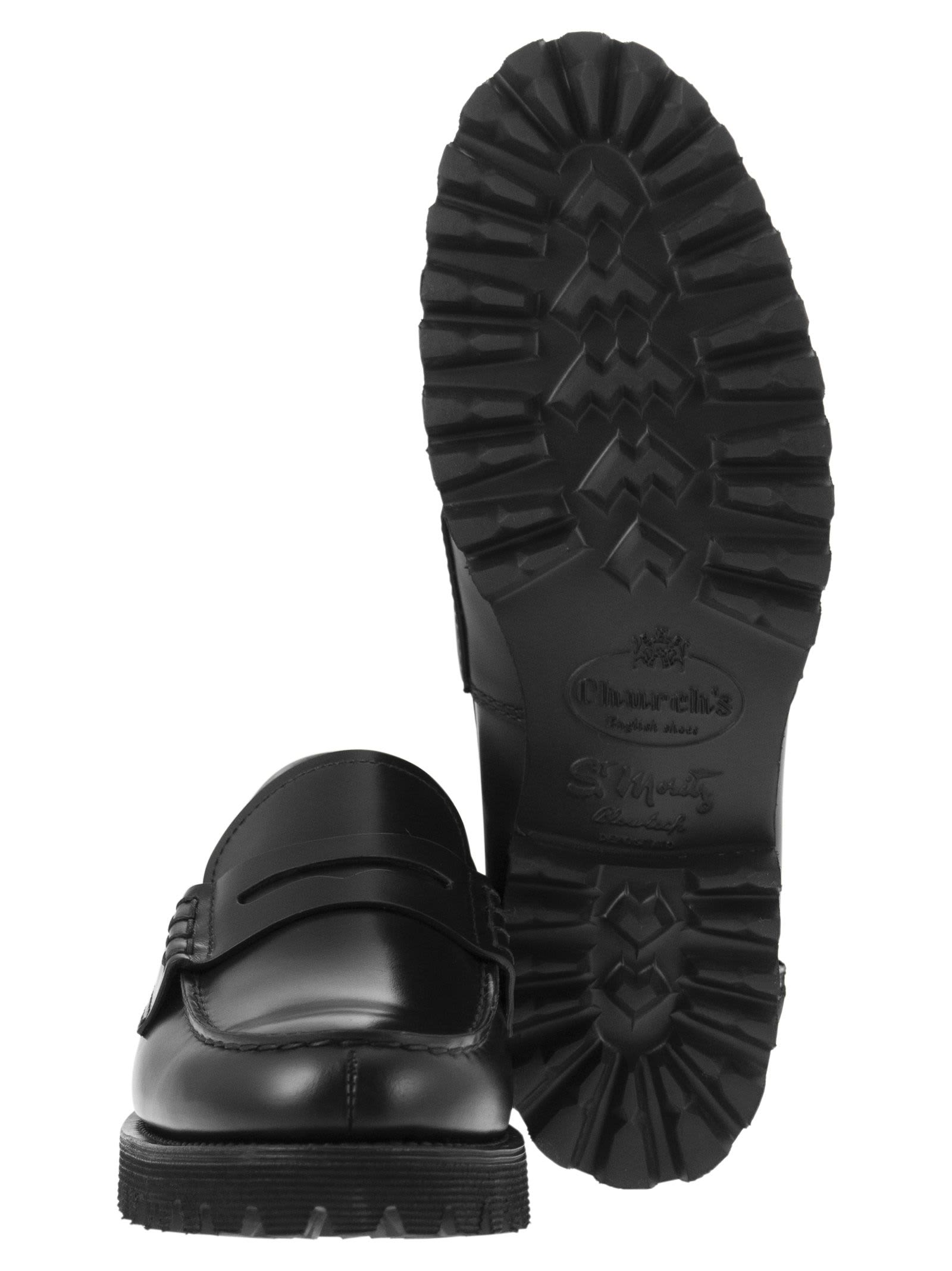 Church's Classic Penny Loafer With Round Toe And Chunky Sole In Black