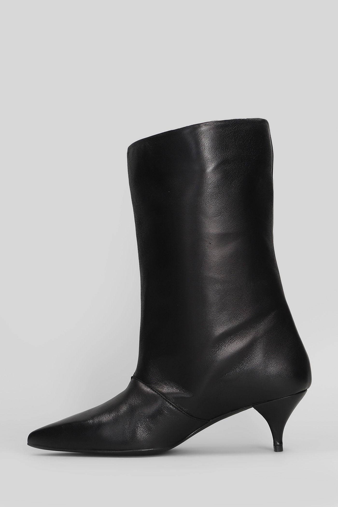 Alchimia High Heels Ankle Boots In Black Leather In Black