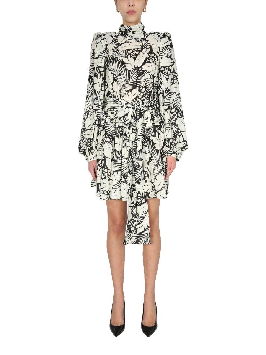 SAINT LAURENT FLORAL PRINTED MINI DRESS 