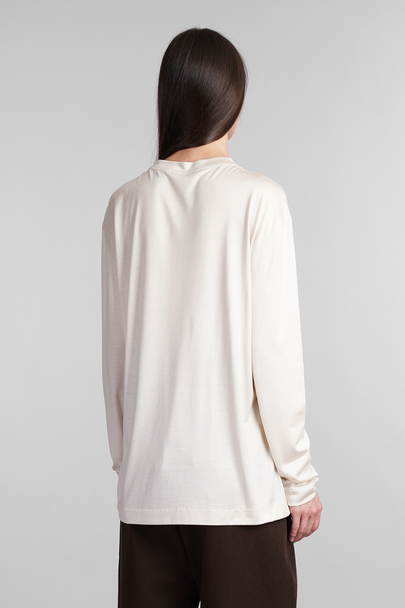 Shop Lemaire T-shirt In Beige Silk