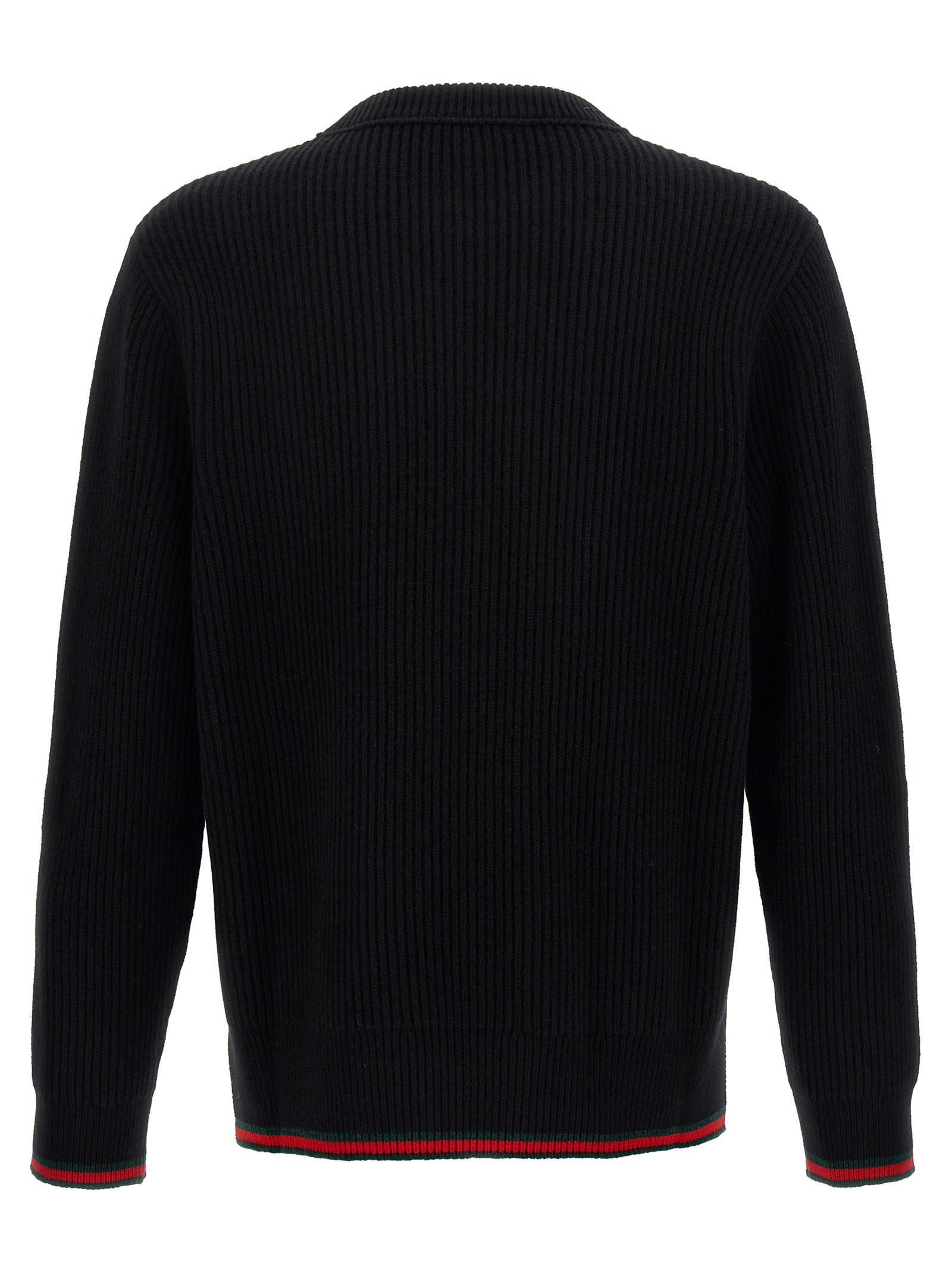 Shop Gucci Web Tape Sweater In Black