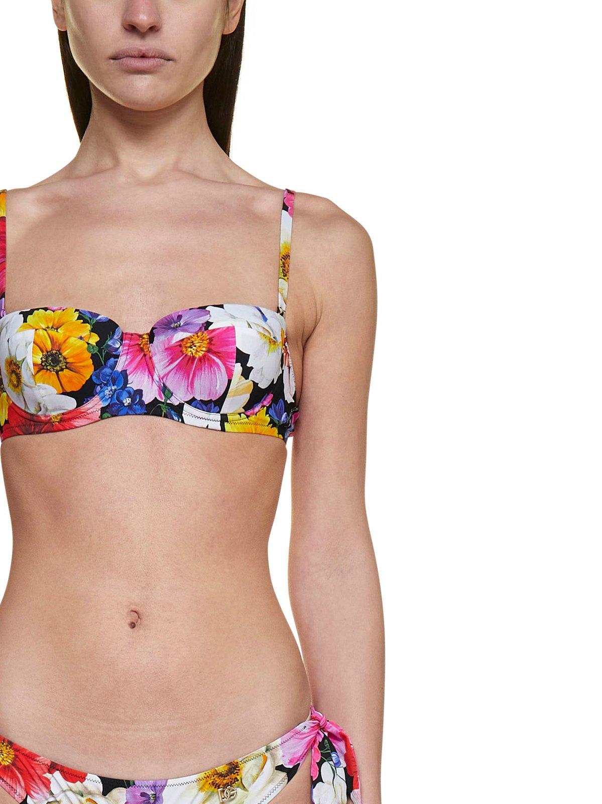 Shop Dolce & Gabbana Floral Print Bikini Set In Multicolour