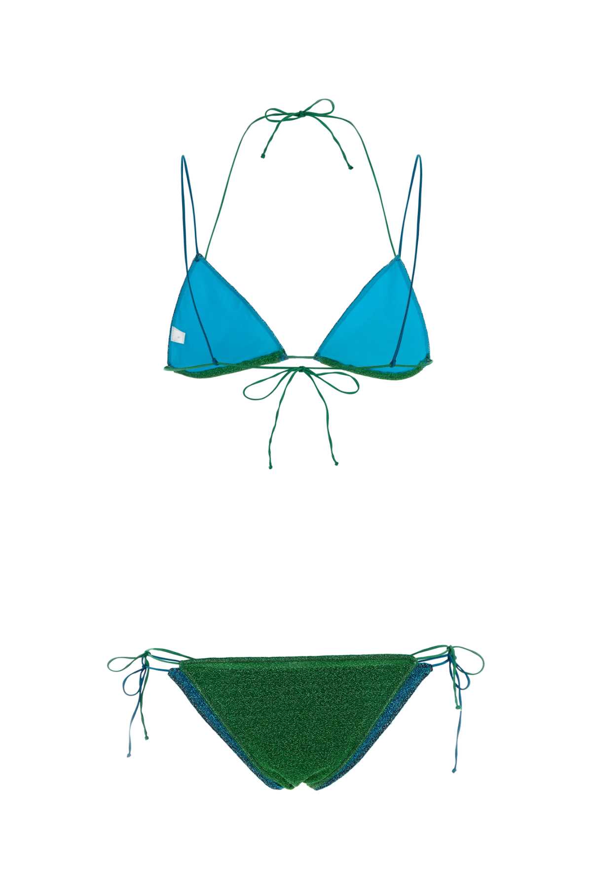 Oseree Two-tone Nylon Blend Lumiere Bikini In Emeraldgreenoceanblue