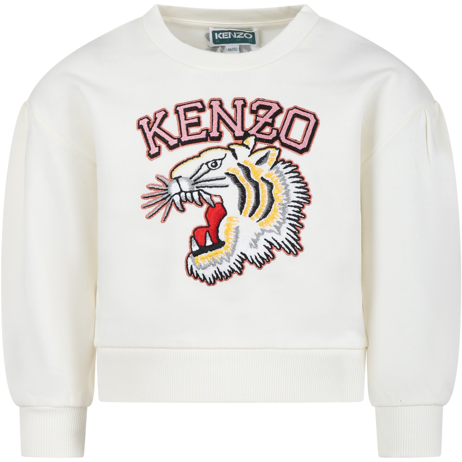 Shop Kenzo Ivory Sweatshirt For Girl With Iconic Tiger And Logo