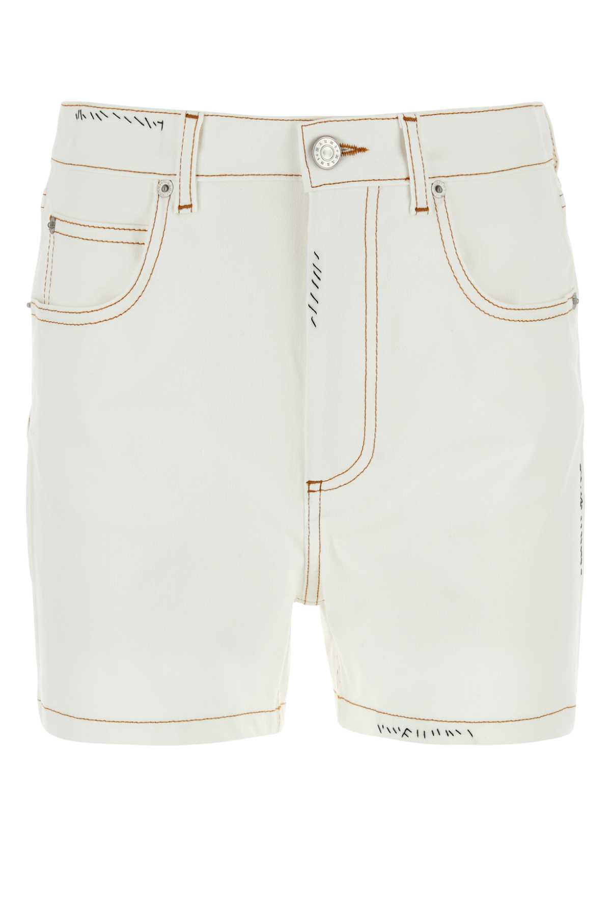 Marni White Stretch Denim Shorts In 00w01