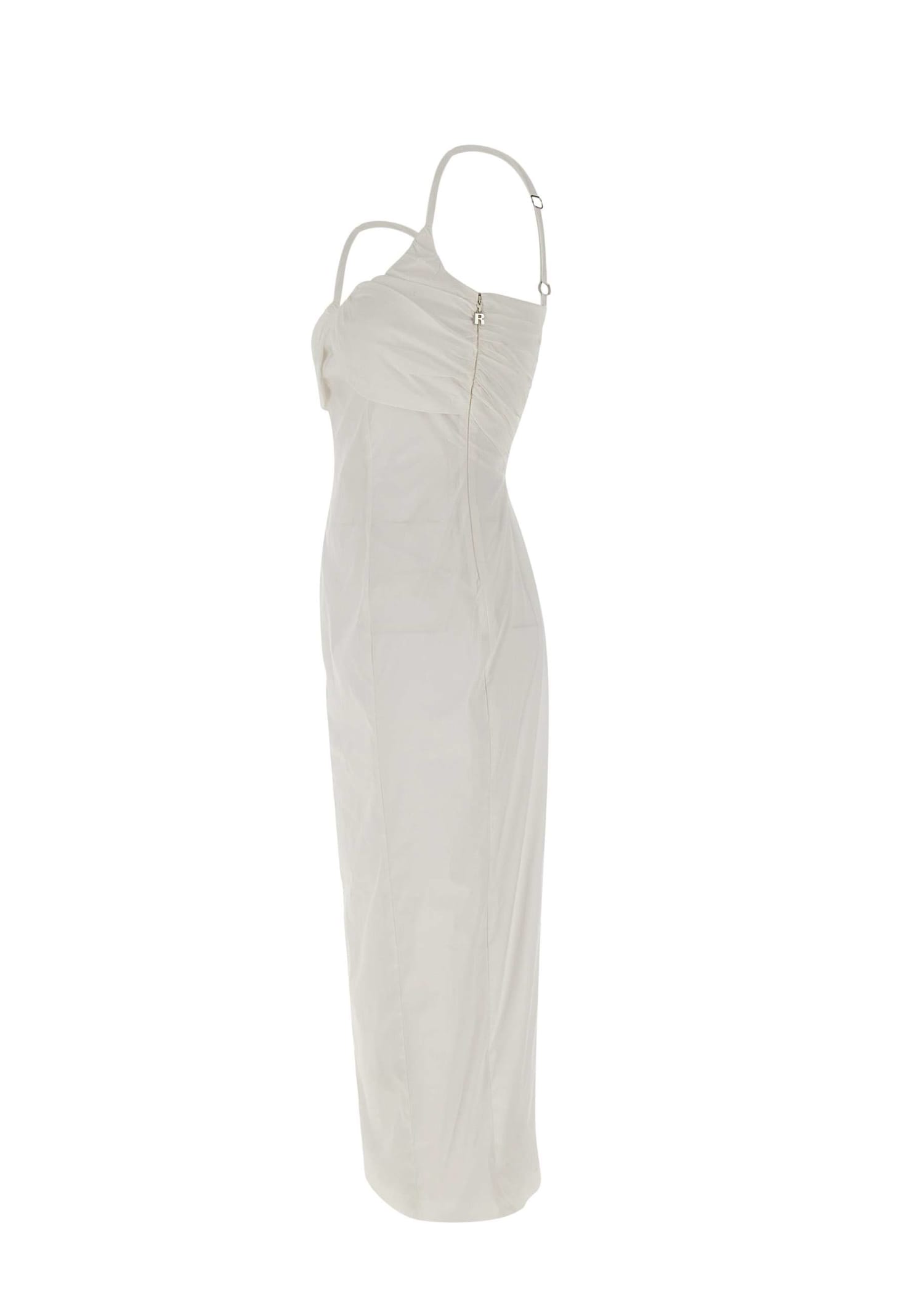 Shop Rotate Birger Christensen Ruched Cup Midi Dress Cotton Dress In White