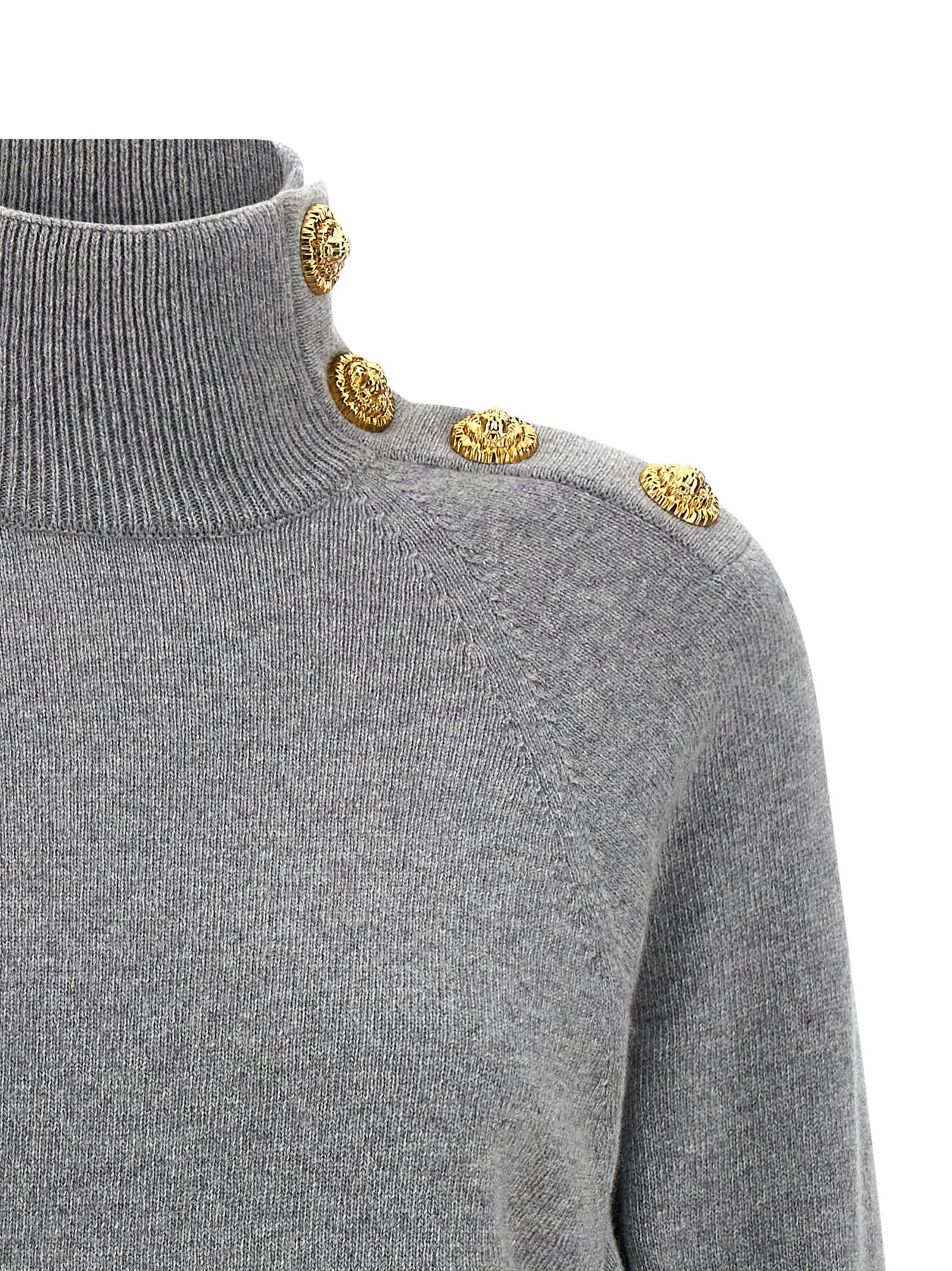 Balmain Cashmere Wool Sweater Sweaters And Cardigans Gray In Gray