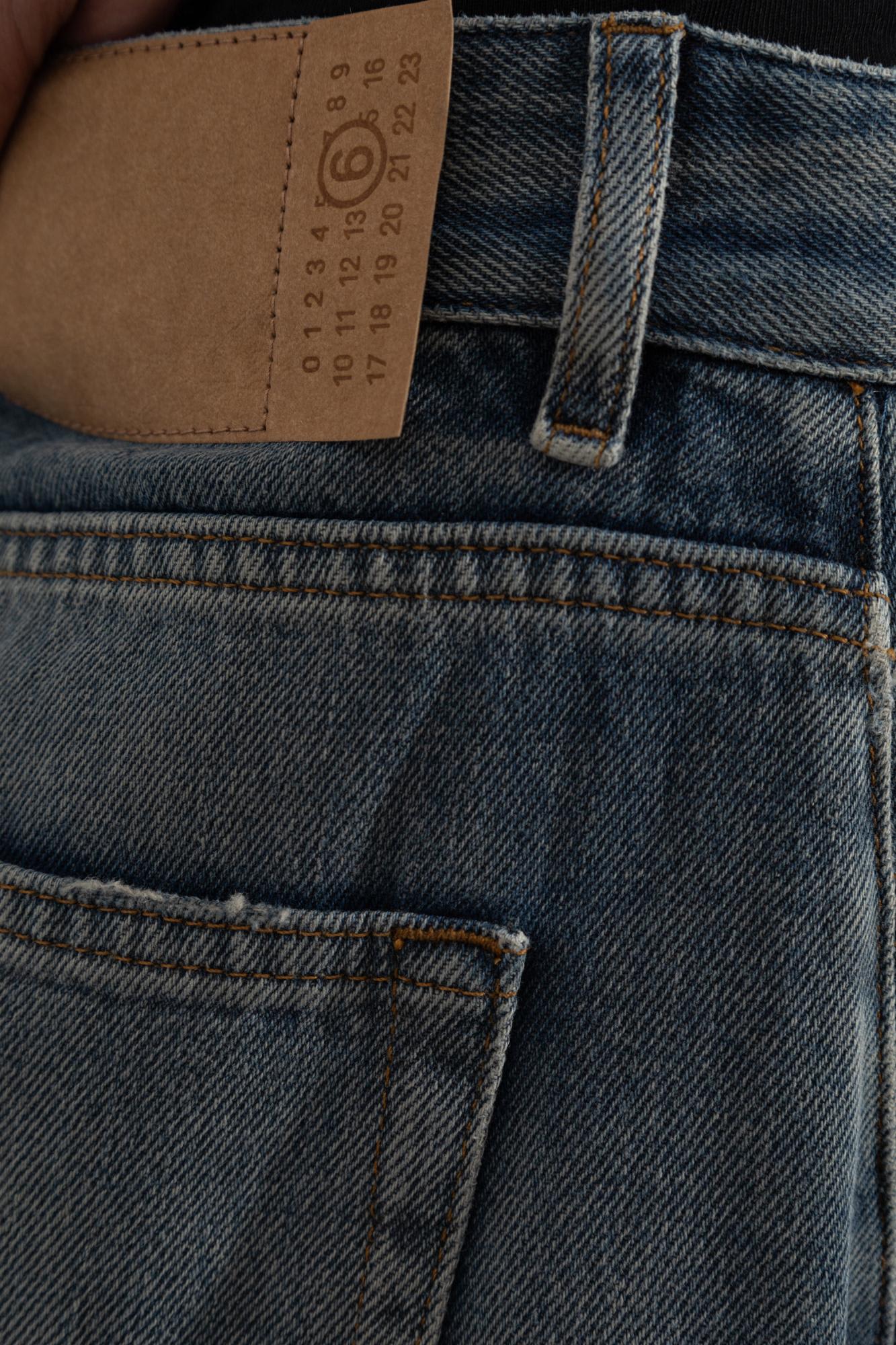 Shop Mm6 Maison Margiela Jeans With Vintage Effect In Grey Blue