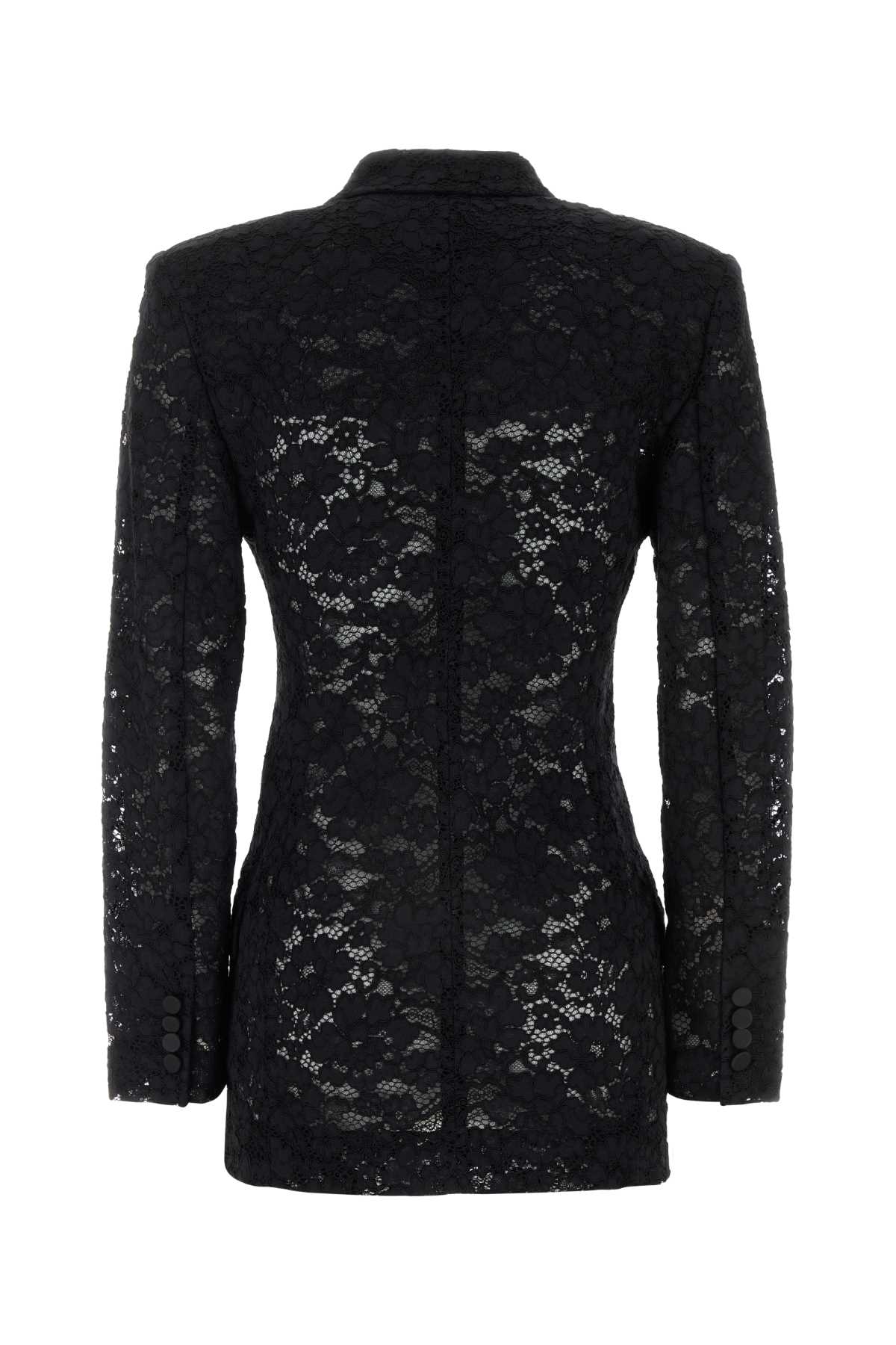 Shop Saint Laurent Black Guipure Lace Blazer In Noir