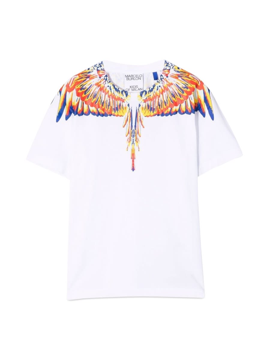 Shop Marcelo Burlon County Of Milan Tempera Wings T-shirt S/s In White