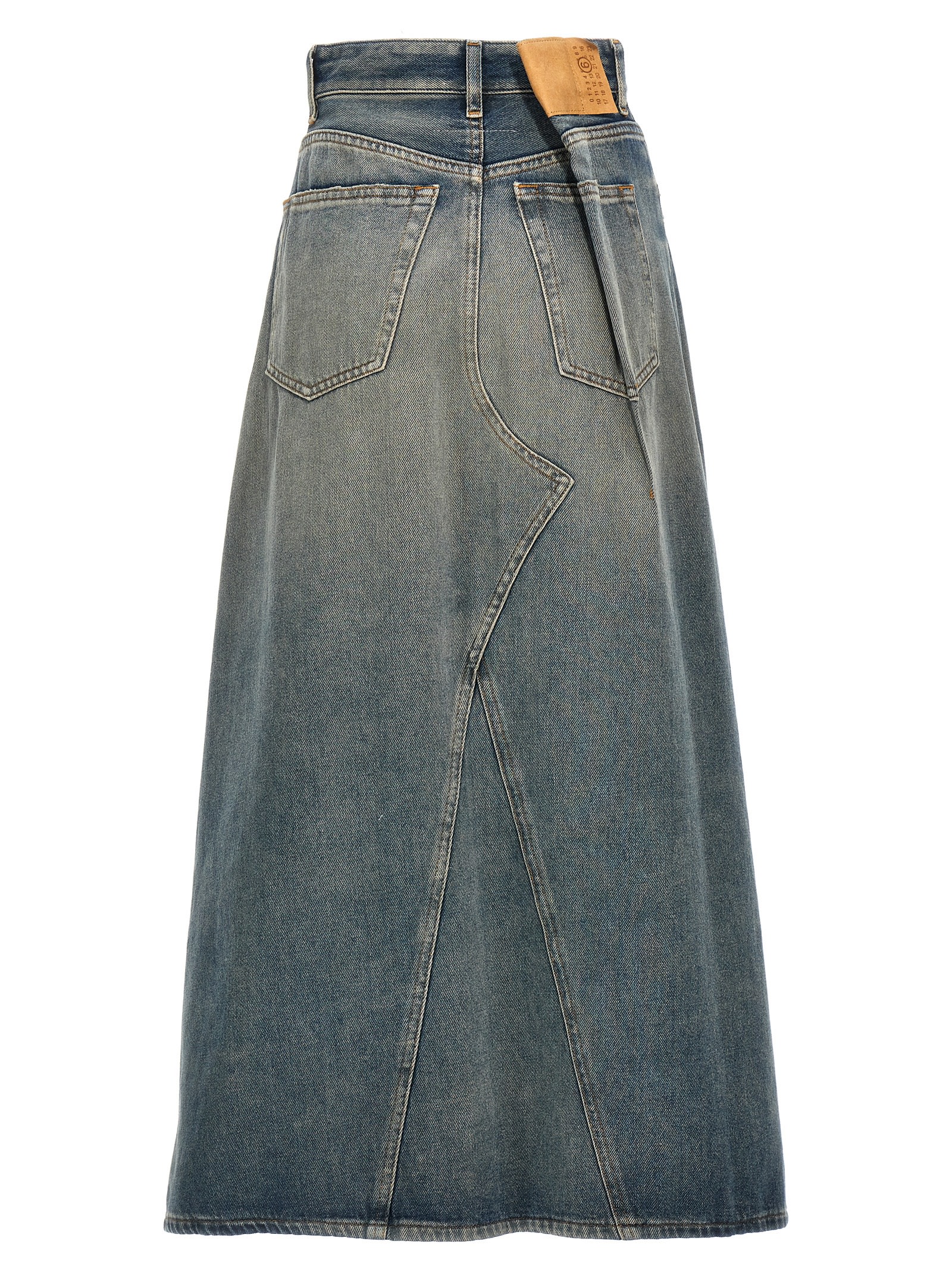 Shop Mm6 Maison Margiela Delavé Denim Skirt In Gray