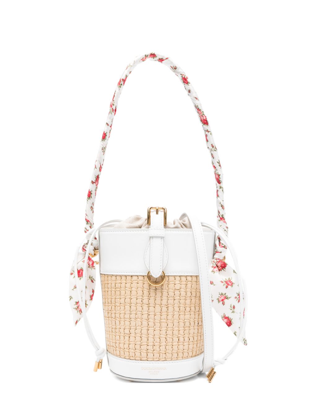 Dolce & Gabbana Capri Rafia Bucket Bag In Sand