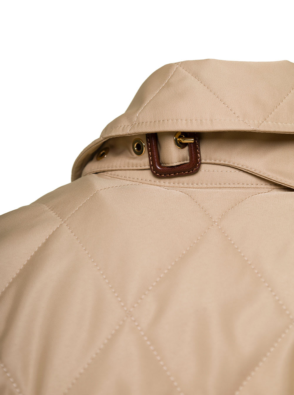 Shop Burberry Beige Single-breasted Down Jacket With Quilted Texture In Stretch Fabric Woman