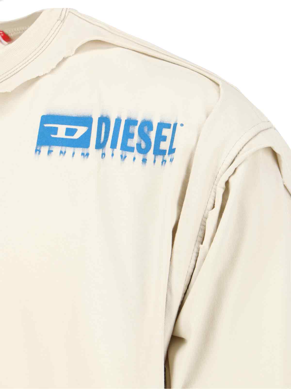 Shop Diesel T-box-dbl T-shirt In Crema