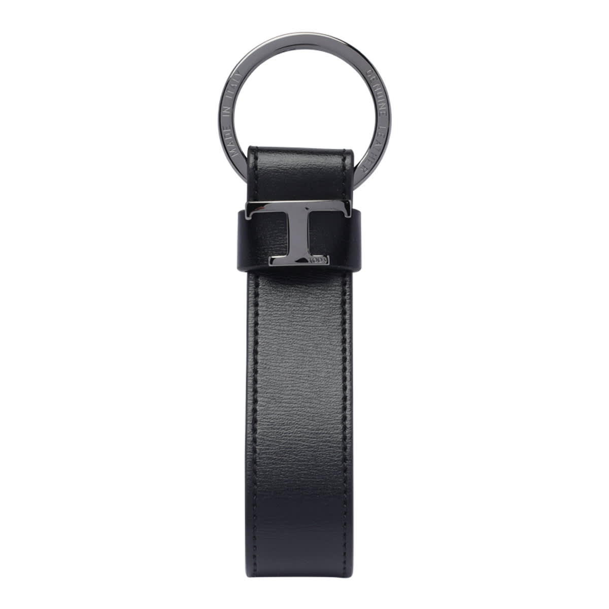 Shop Tod's T- Logo Keyring In Black