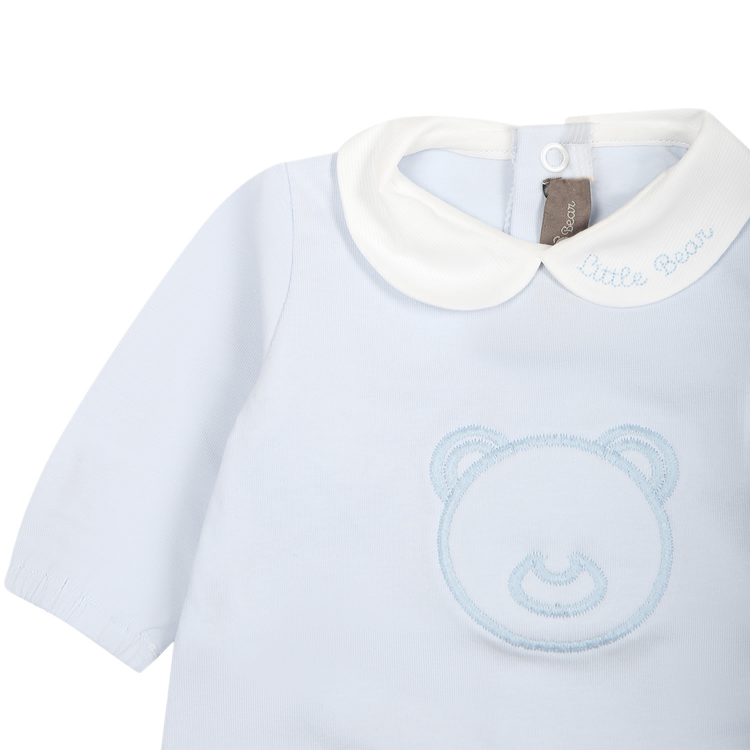 Shop Little Bear Sky Blue Babygrown For Baby Boy In Light Blue