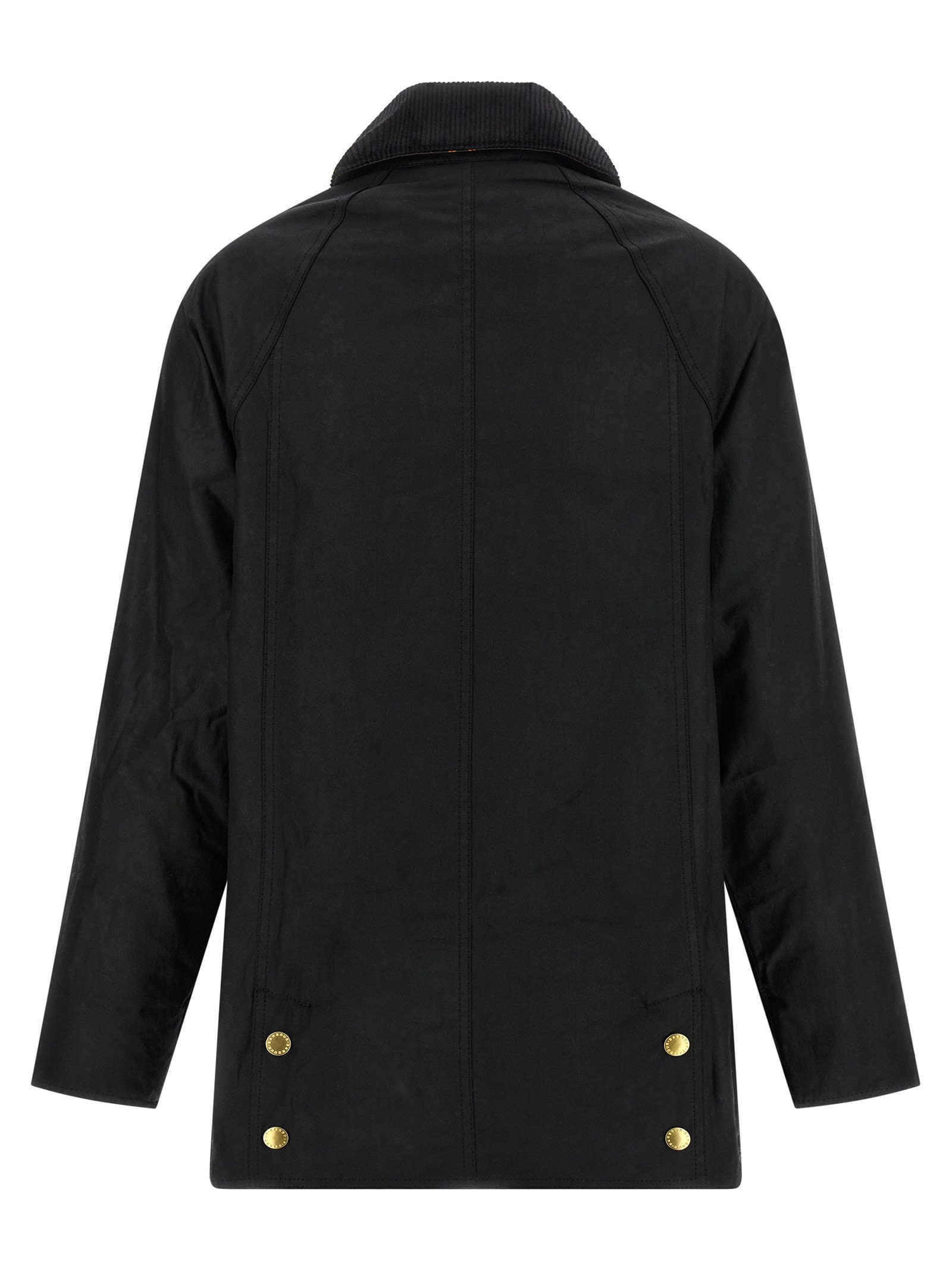 Barbour Waxed Cotton Jacket Corduroy Collar In Black