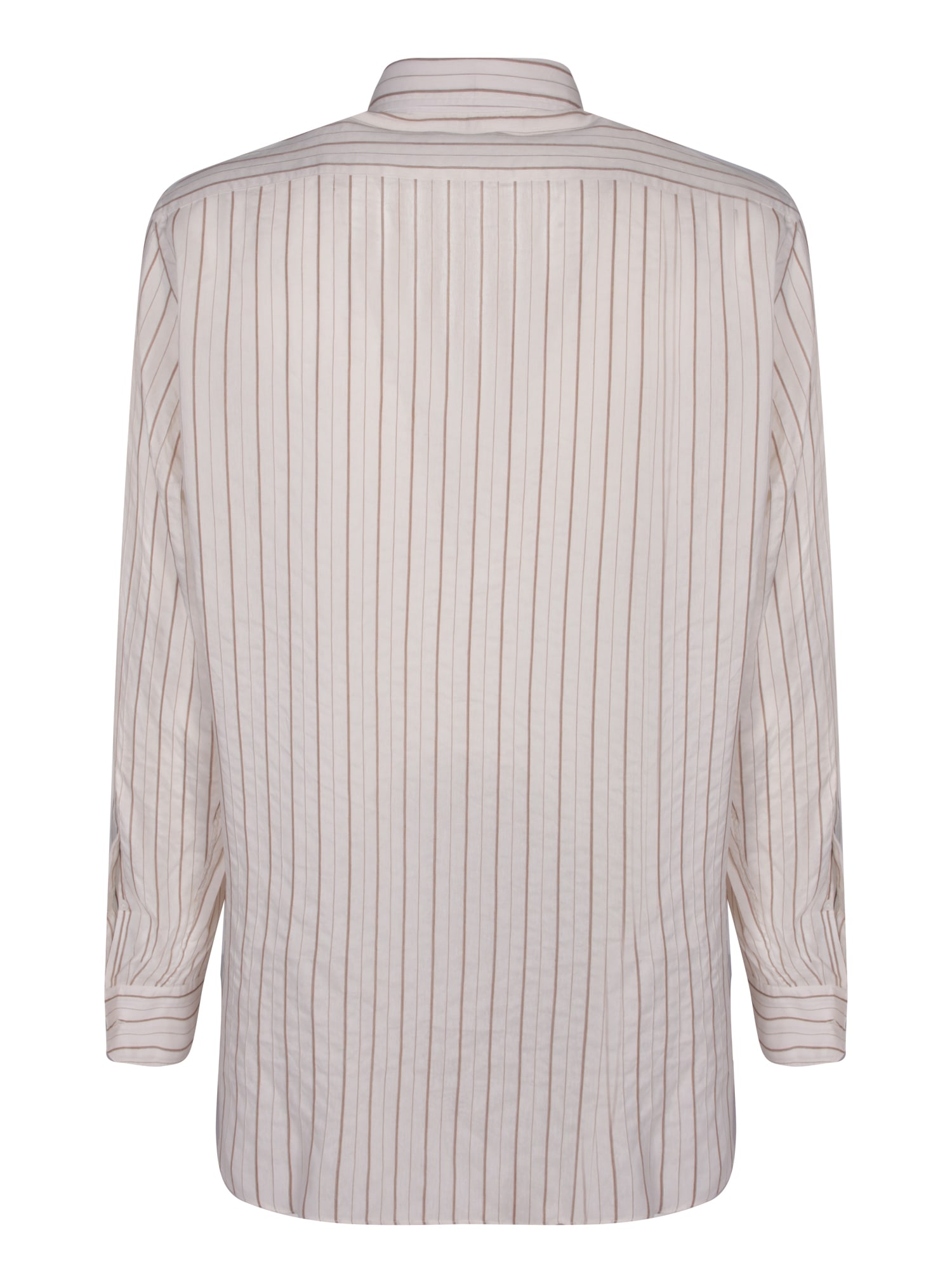 Shop Lardini Beige Striped Silk Viscose Shirt