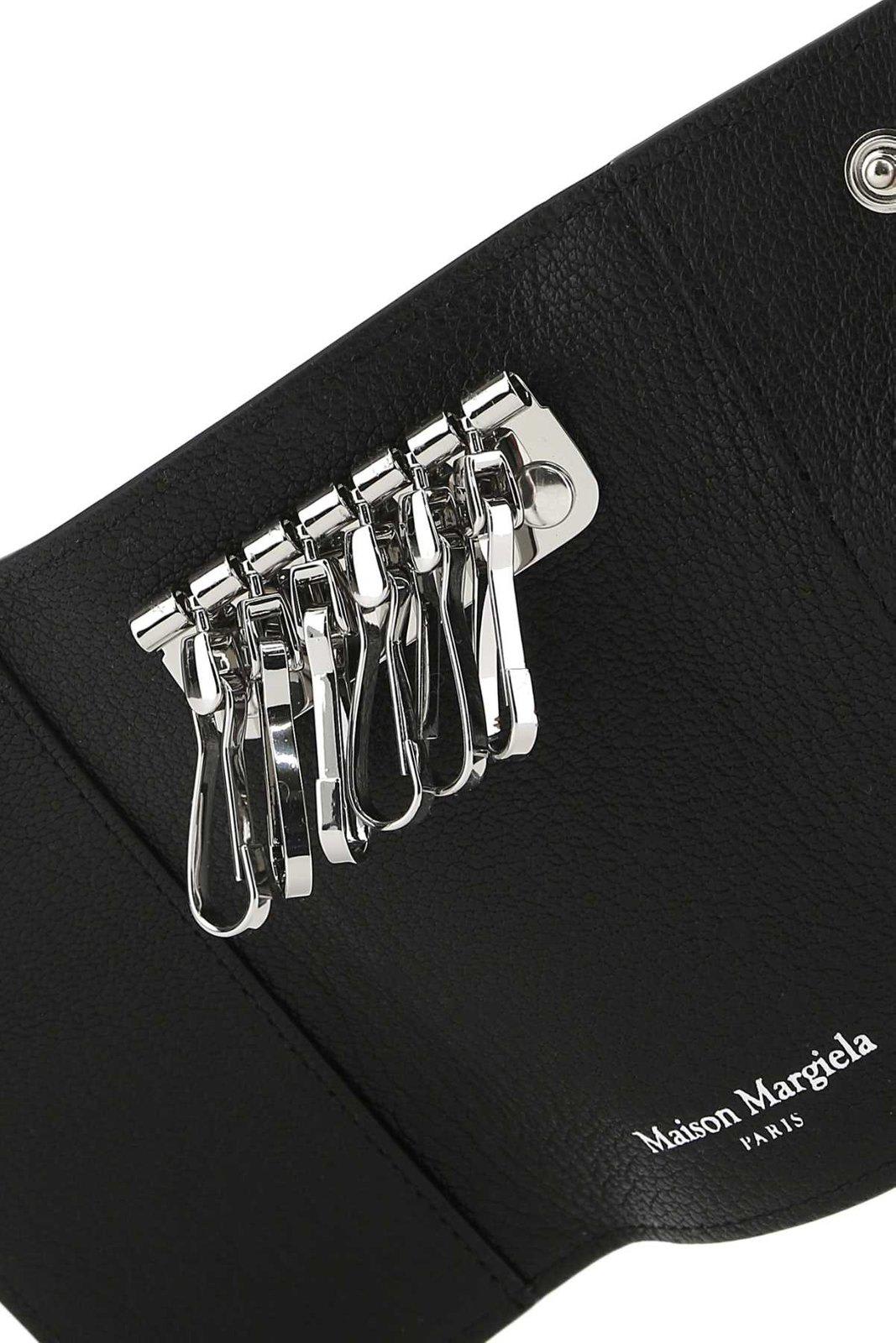 Shop Maison Margiela Four-stitch Press-stud Fastened Keyring Holder In Black