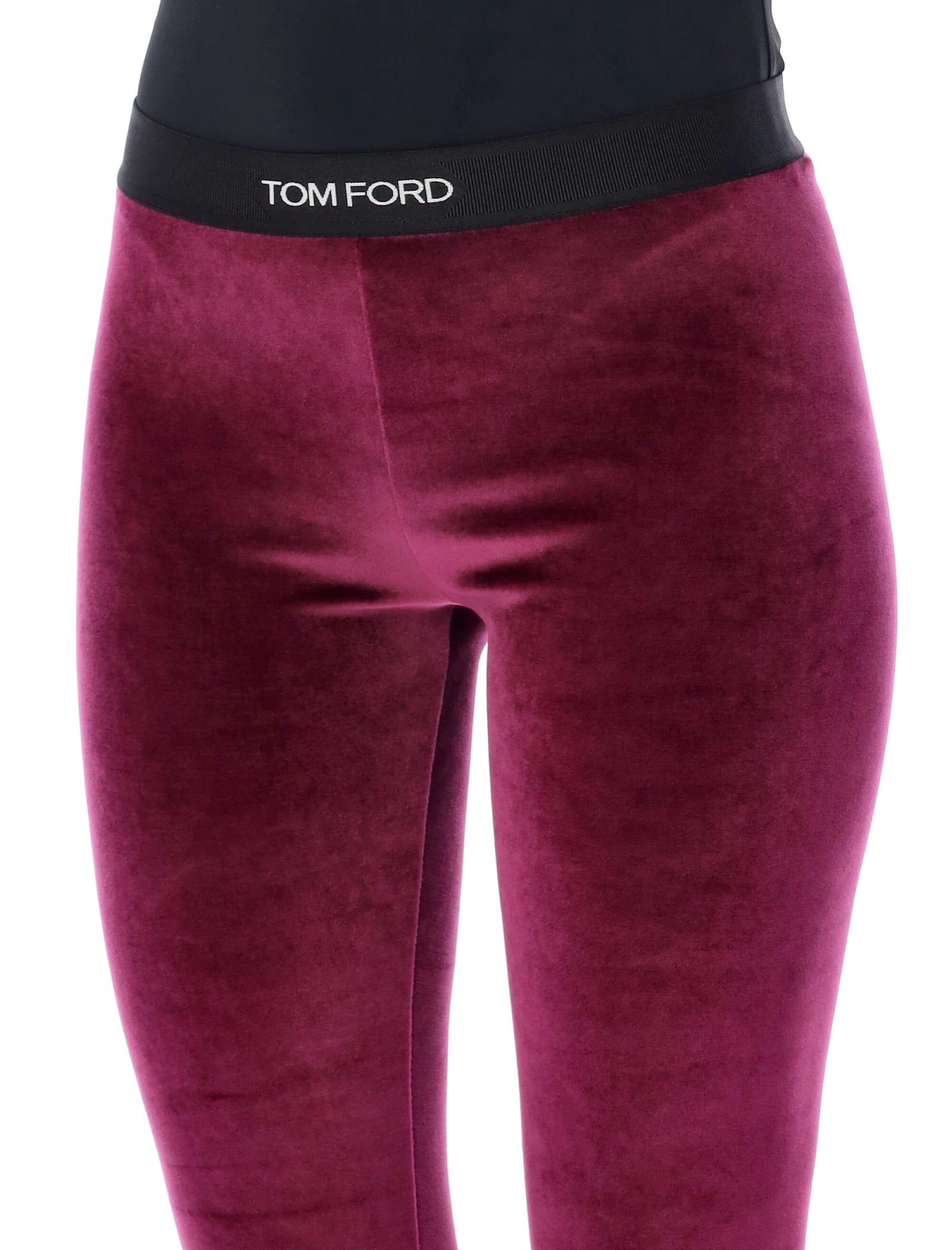 Shop Tom Ford Branded Leggings In Fuchsia