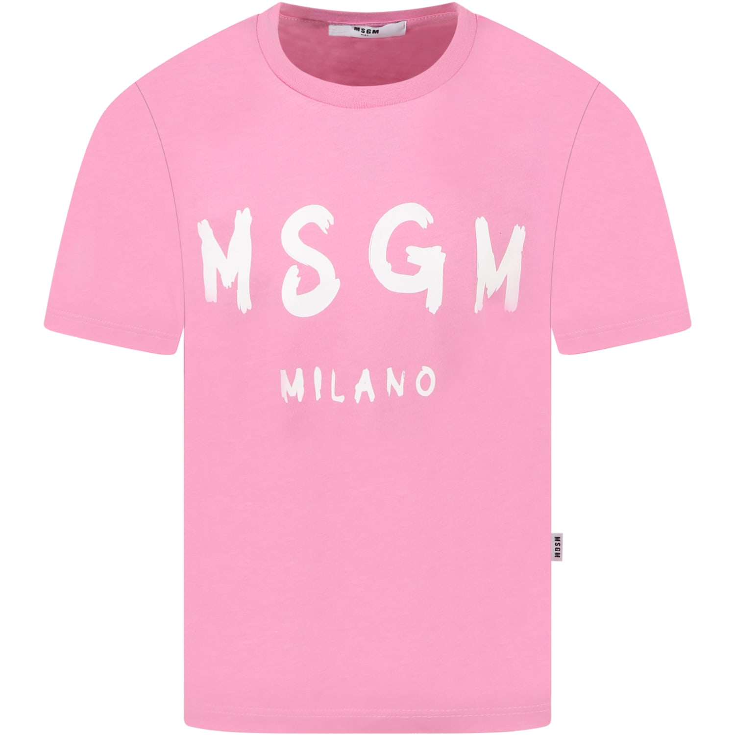 MSGM Pink T-shirt For Girl With White Logo