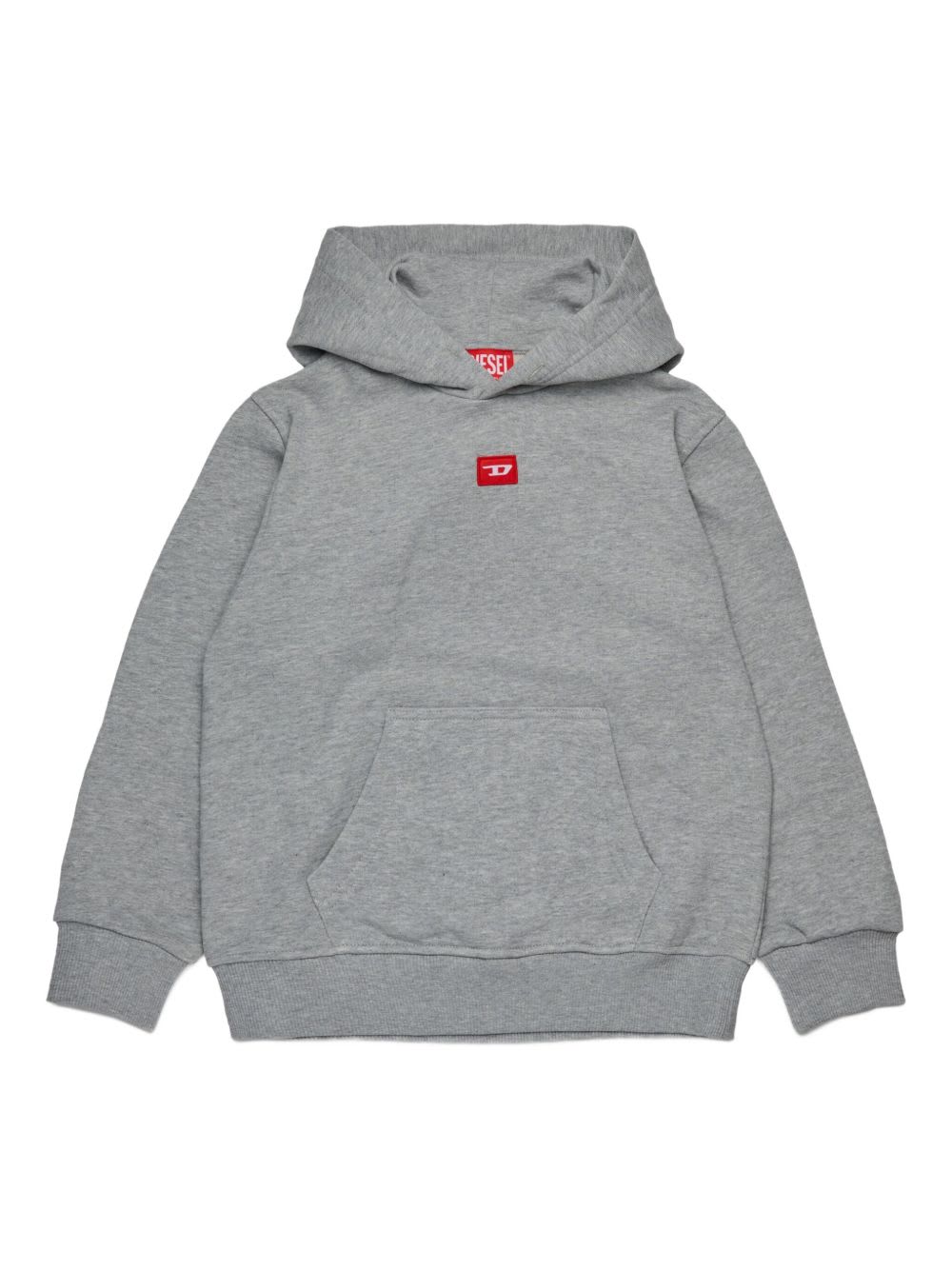 Diesel Logo-patch Hoodie In Gray