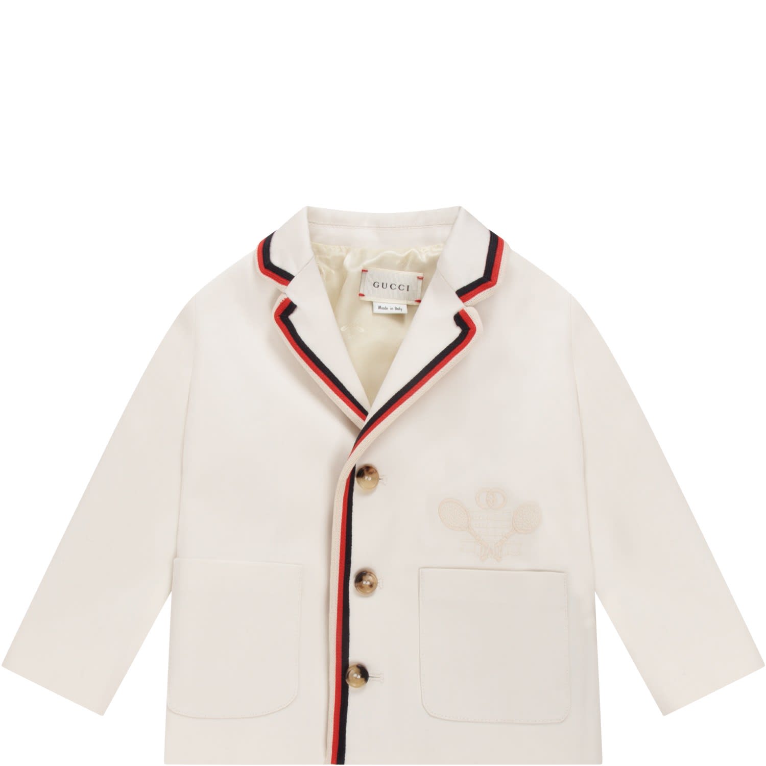 Gucci Ivory Jacket For Baby Kid With Double Gg