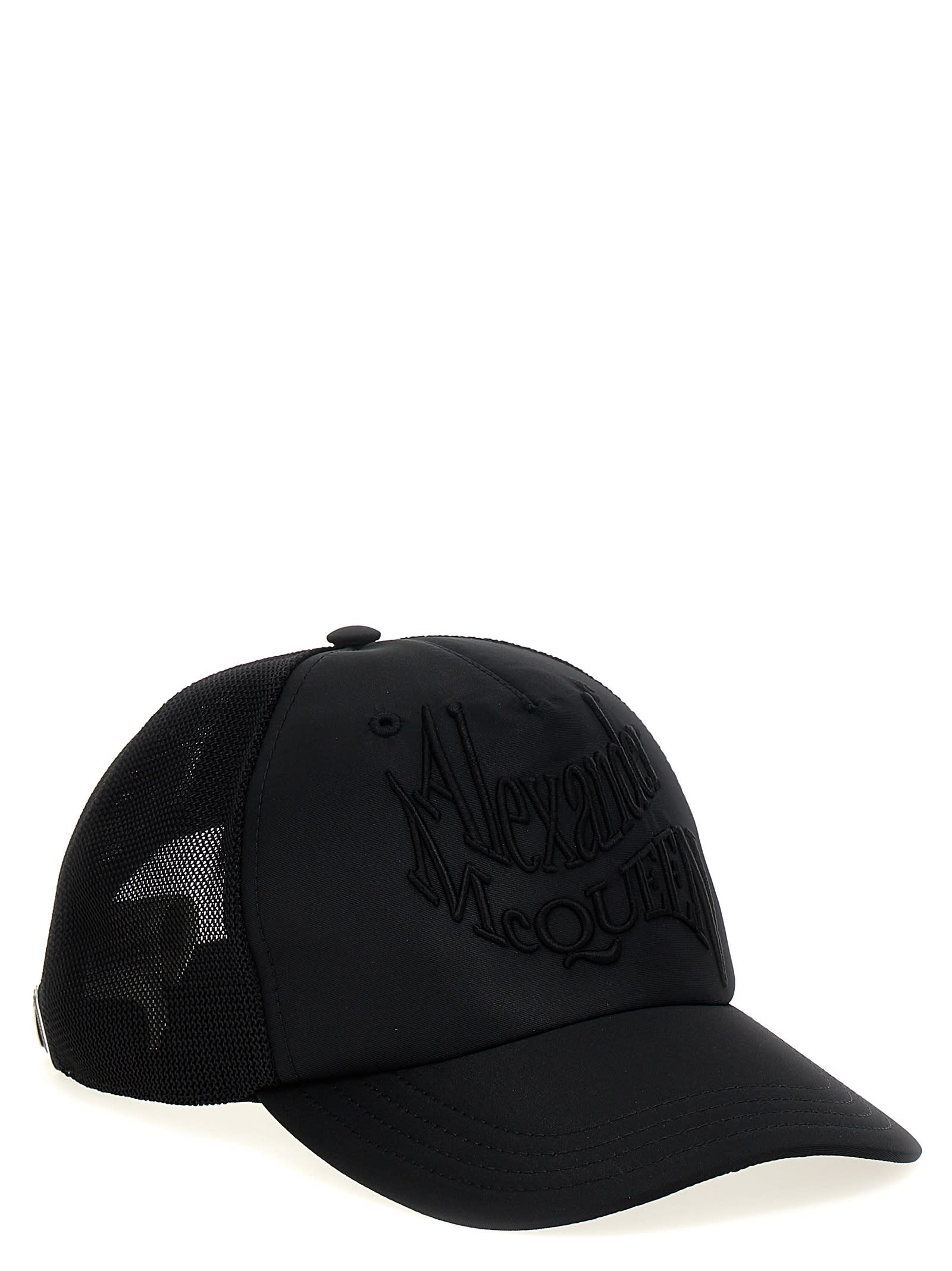 Shop Alexander Mcqueen Warped Logo Baseball Cap In Black
