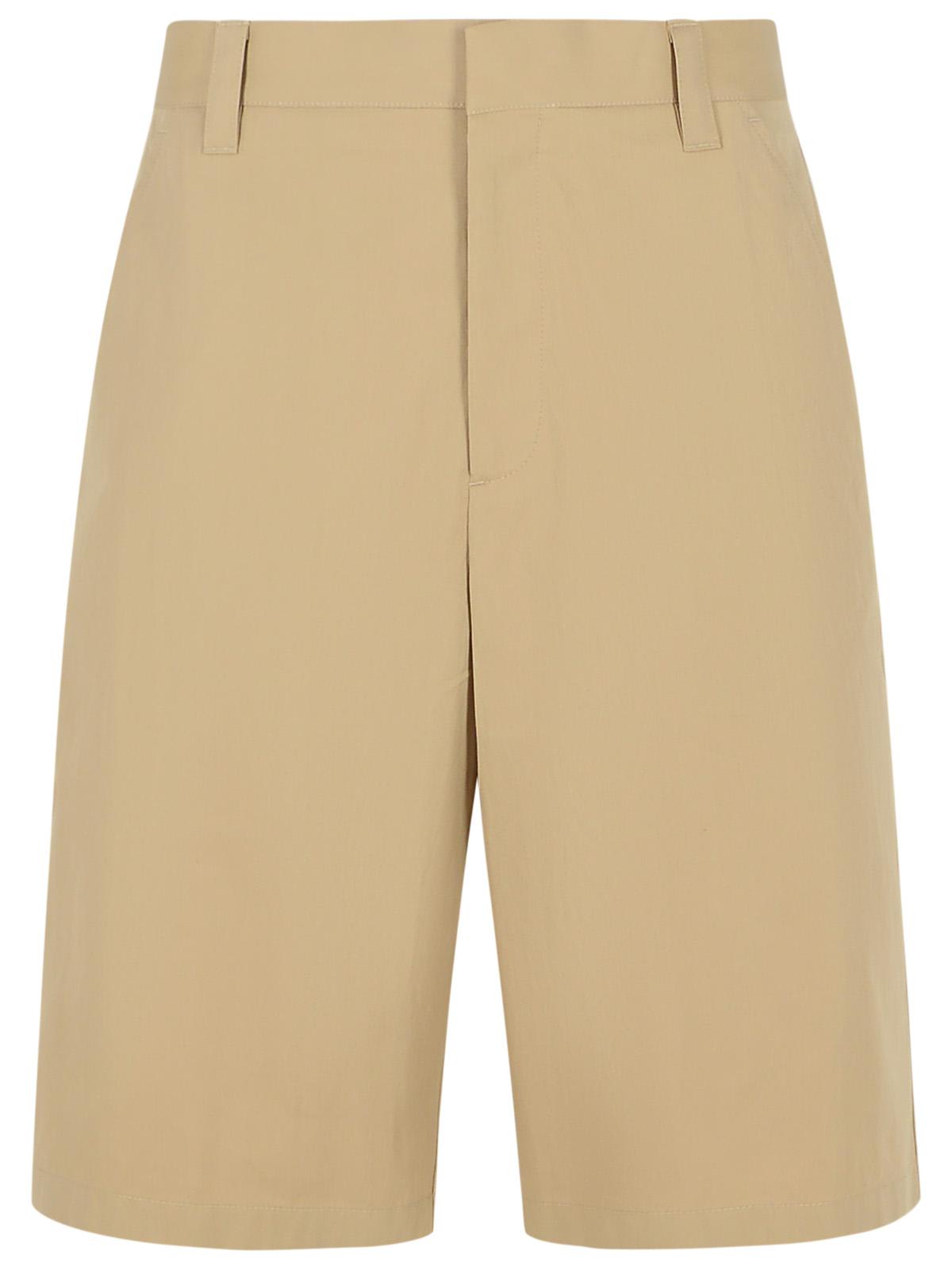 Beige Cotton Blend Bermuda Shorts