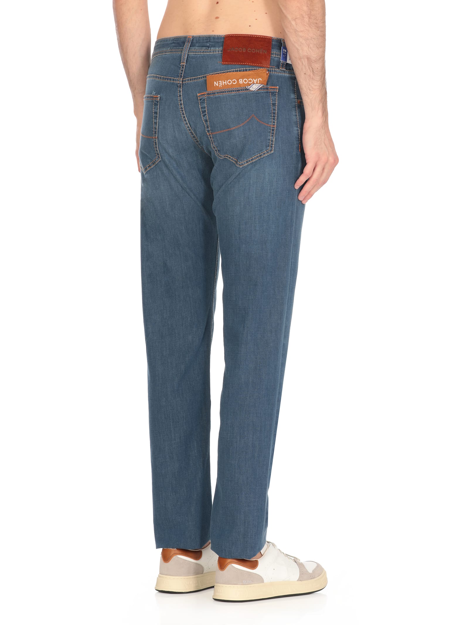 Jacob Cohen Blue Jeans With Logo Patch On The Back