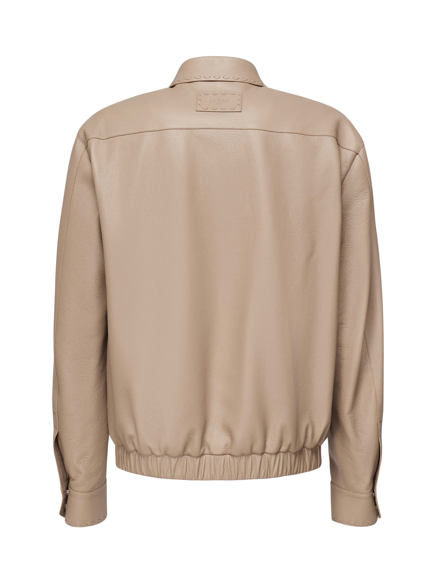 Fendi Selleria Leather Jacket In Orange