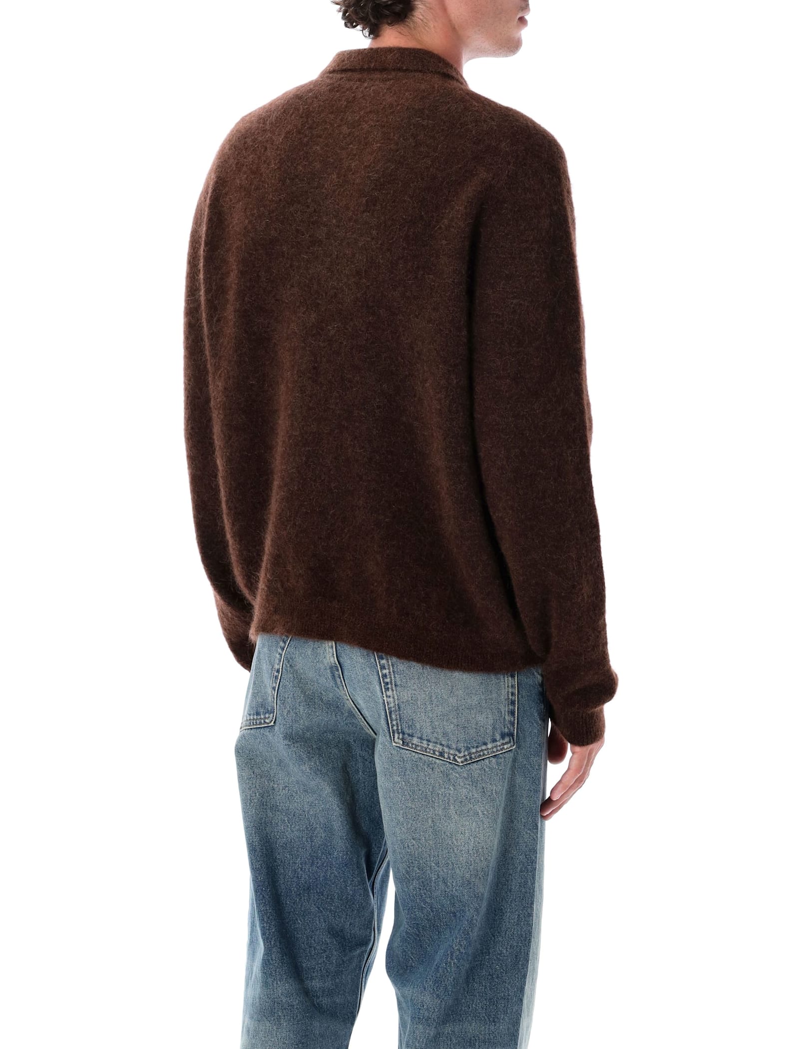 Sunflower Mohair Blend Polo Sweater In Brown