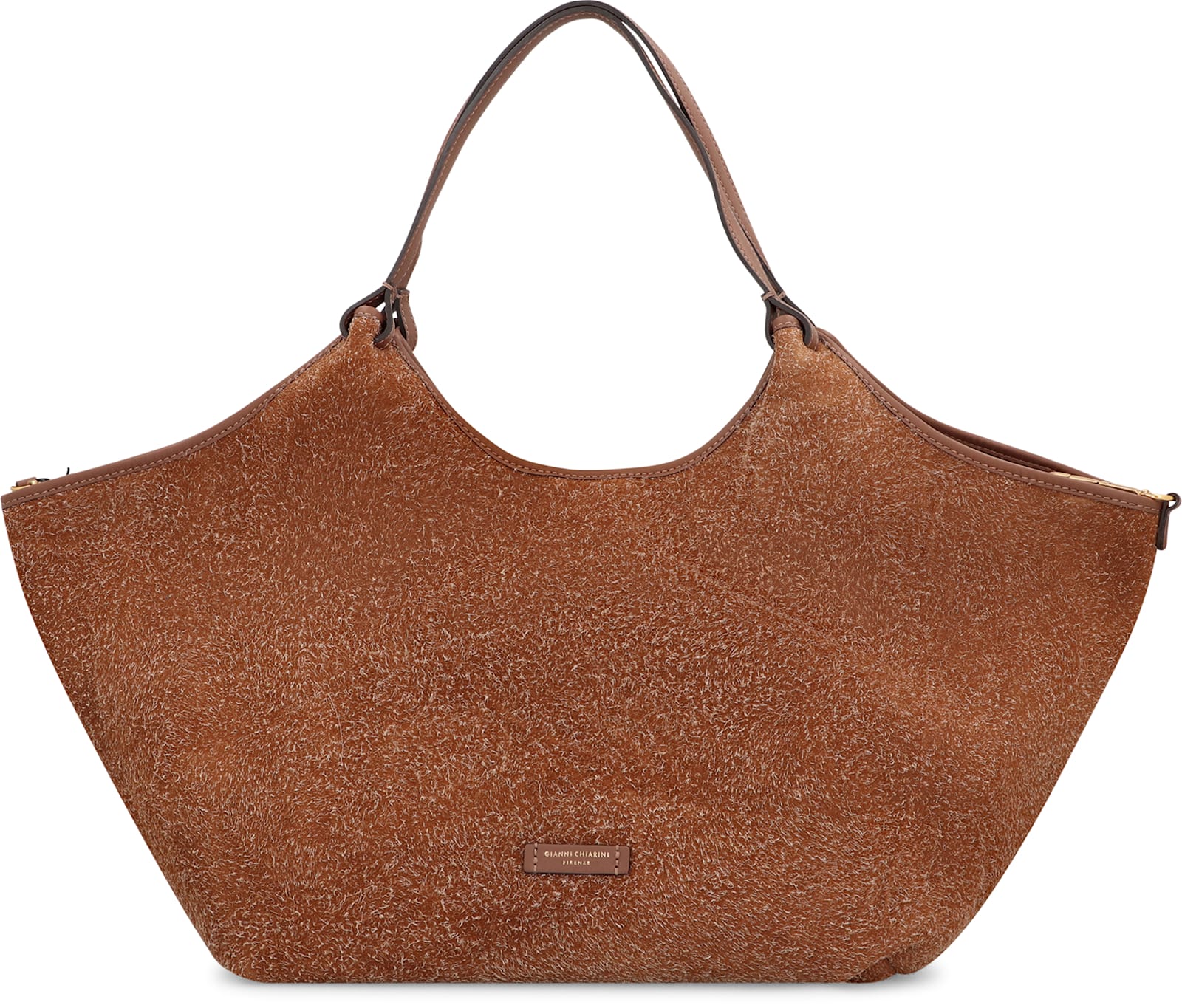 Gianni Chiarini Suede Shoulder Bag Gold-tone Hardware In Sand