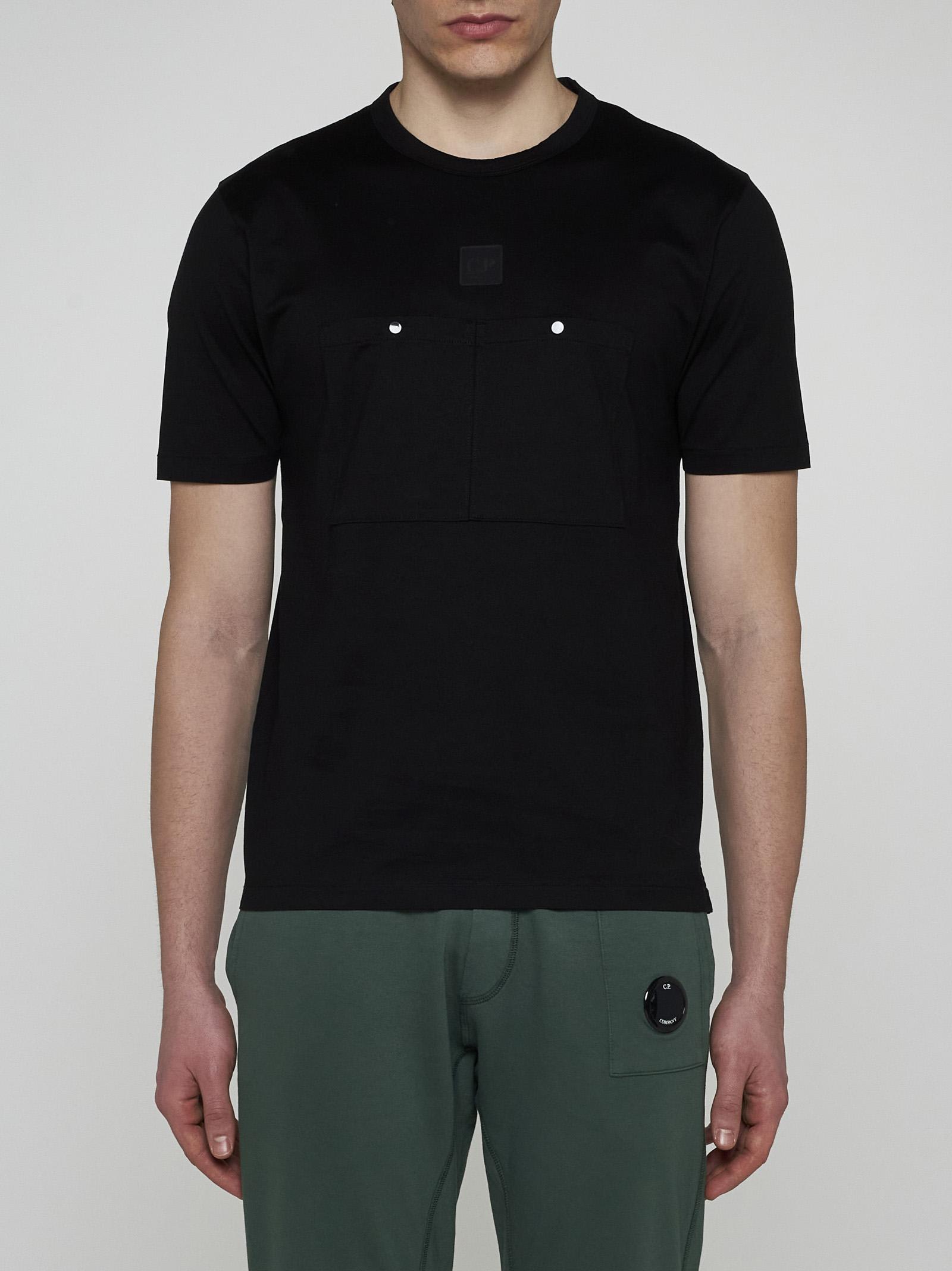 Shop C.p. Company Logo And Pockets Cotton T-shirt In Black