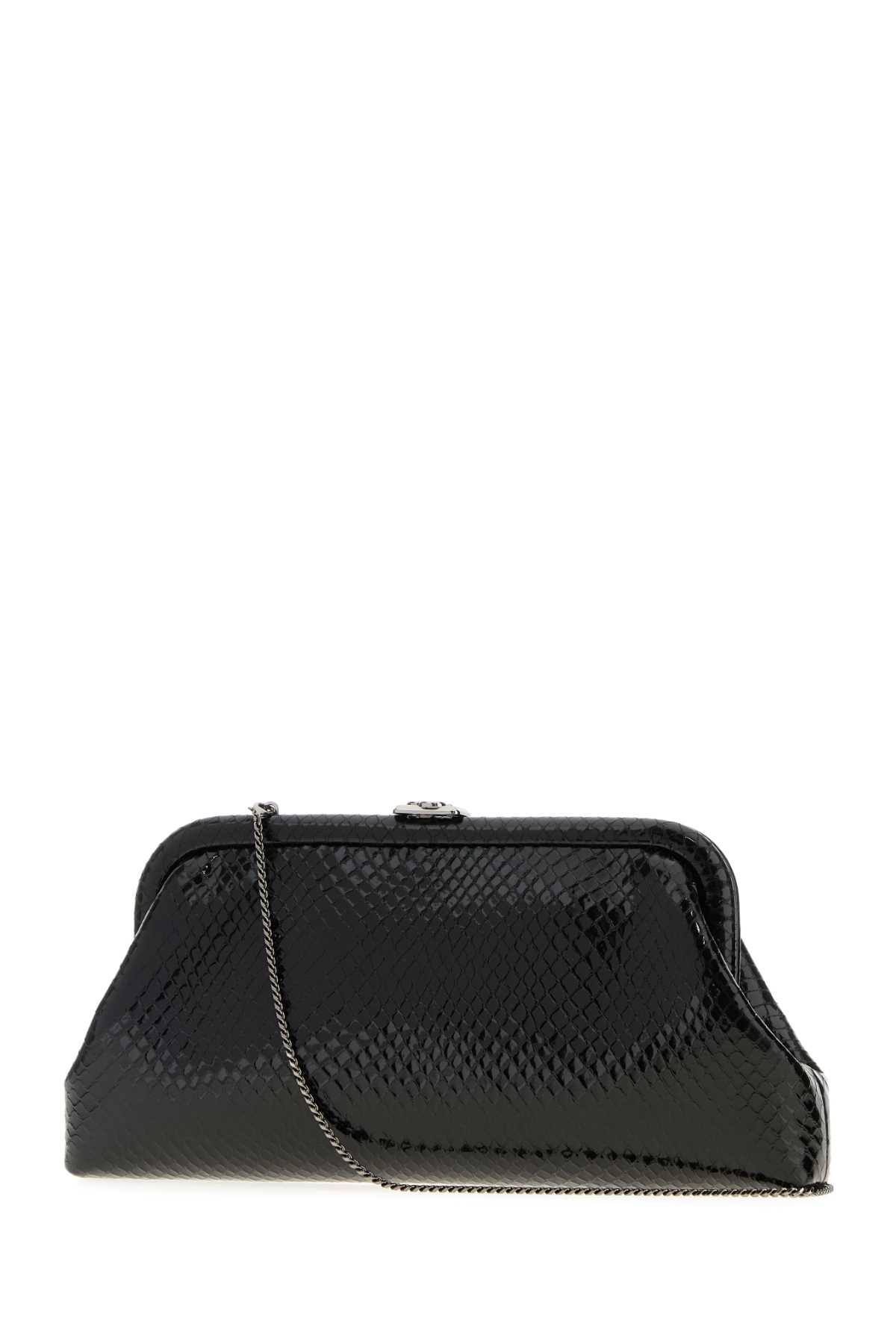 Jimmy Choo Skylar Snake-print Leather Clutch Bag With Jc Clasp