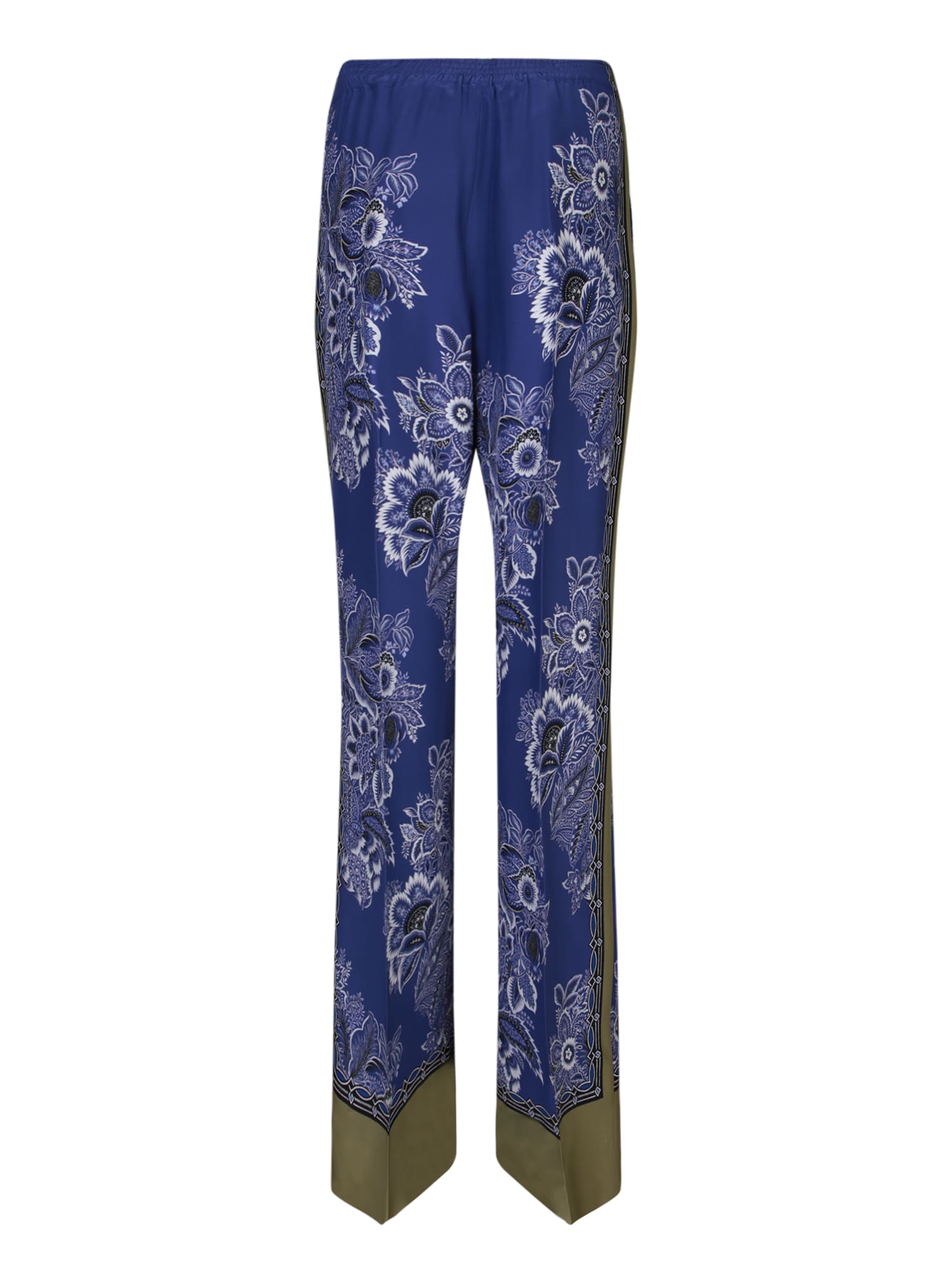 Shop Etro Palazza Bouquet Blue Trousers