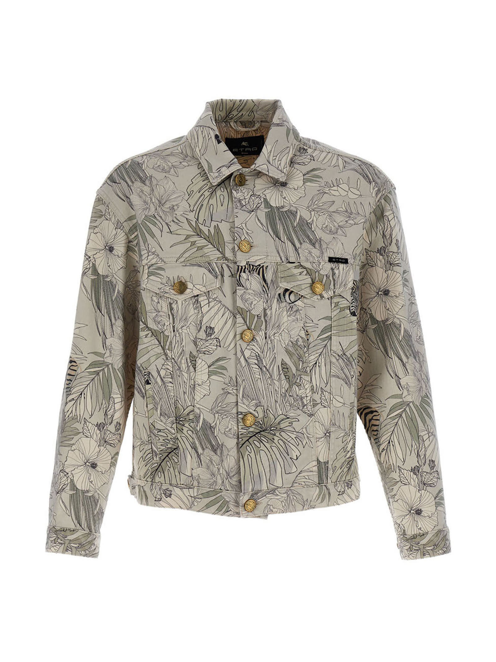 Shop Etro Floral Print Denim Jacket