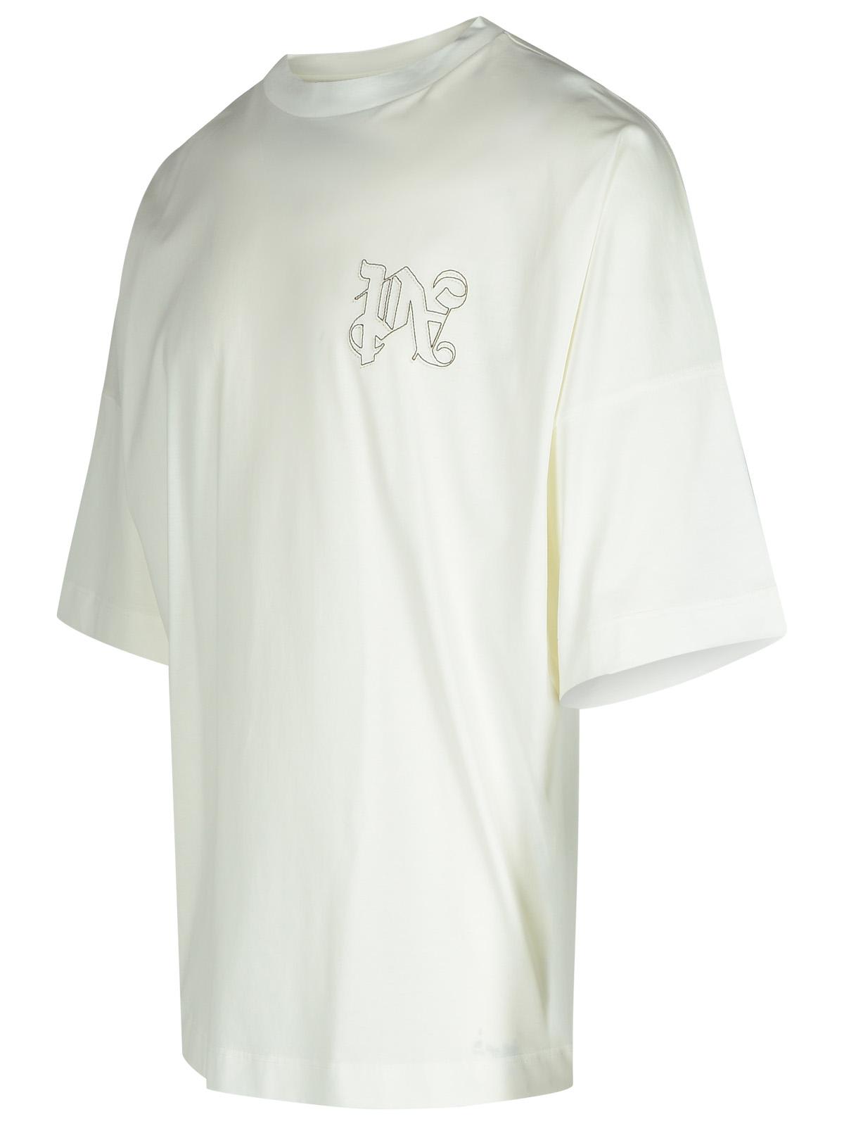 Shop Palm Angels White Cotton T-shirt In Off White Off White