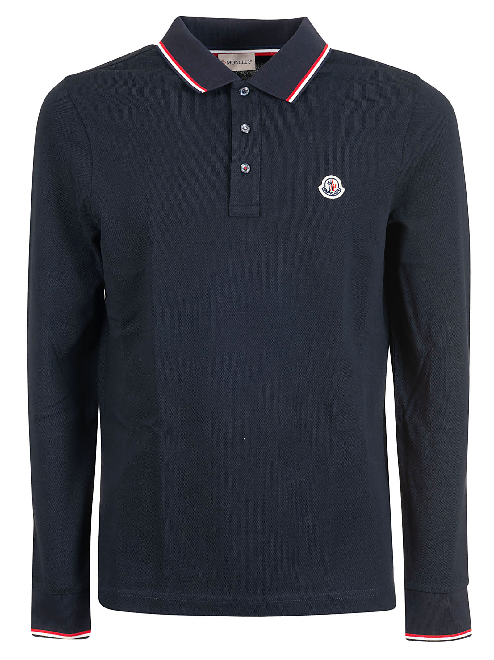 Moncler Logo Patch Long Sleeves Polo Shirt In C | ModeSens