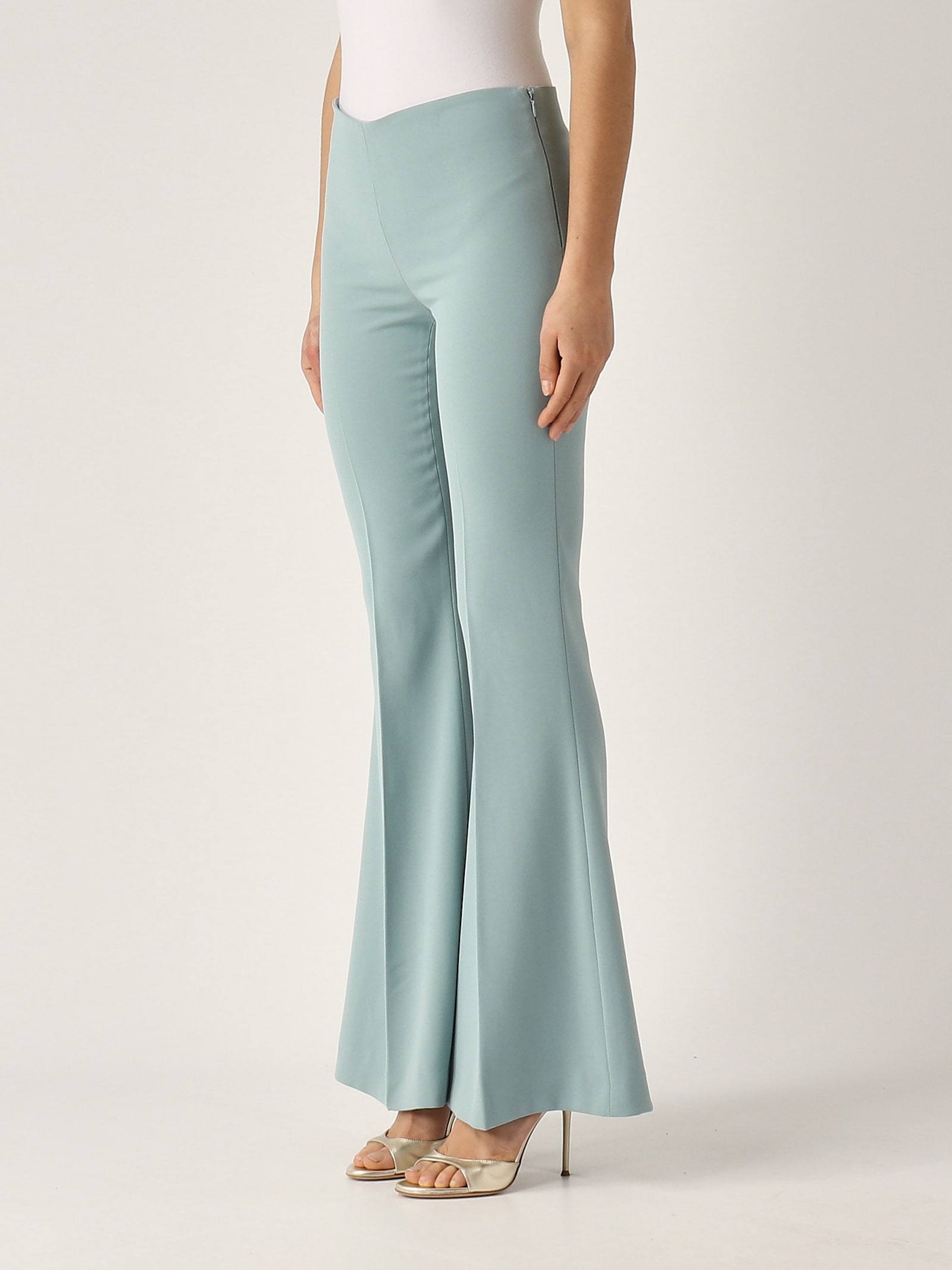 Twinset Pantalone Flare In Crepe Fluido Trousers In Carta Da Zucchero